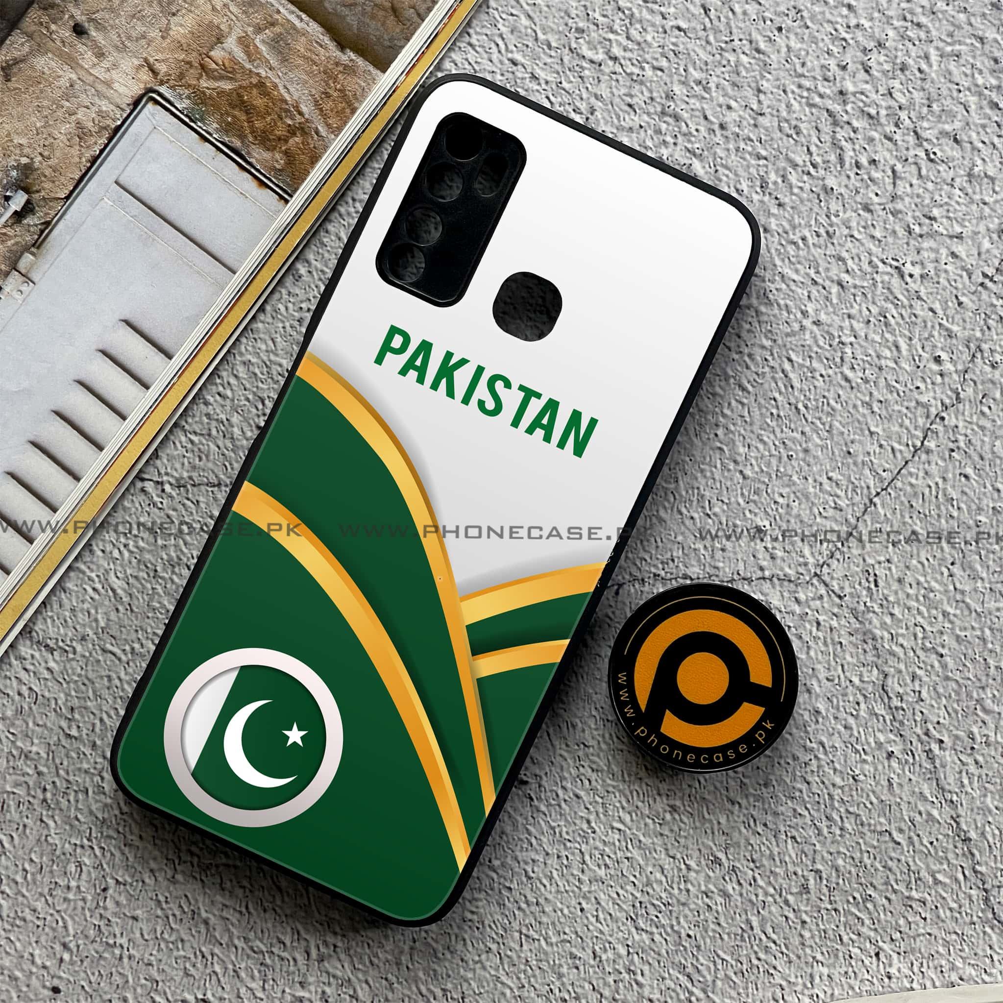 Infinix Note 7 Lite - Pakistani Flag Series - Premium Printed Metal soft Bumper shock Proof Case