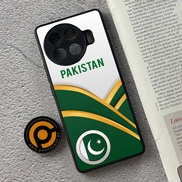Tecno Spark 20 pro plus - Pakistani Flag Design 1  - Premium Printed Glass soft Bumper shock Proof Case CS-35006