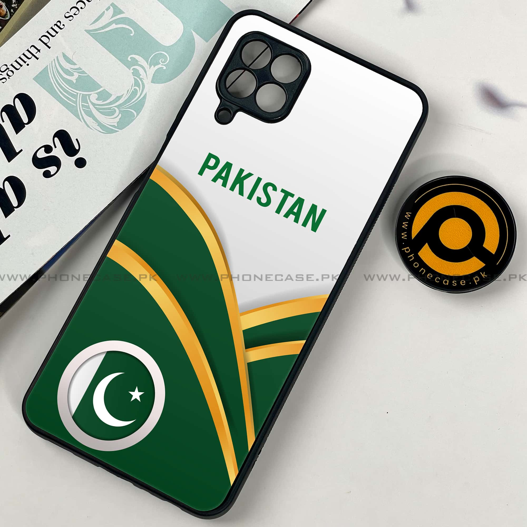 Samsung Galaxy A22 - Pakistani Flag Series - Premium Printed Glass soft Bumper shock Proof Case