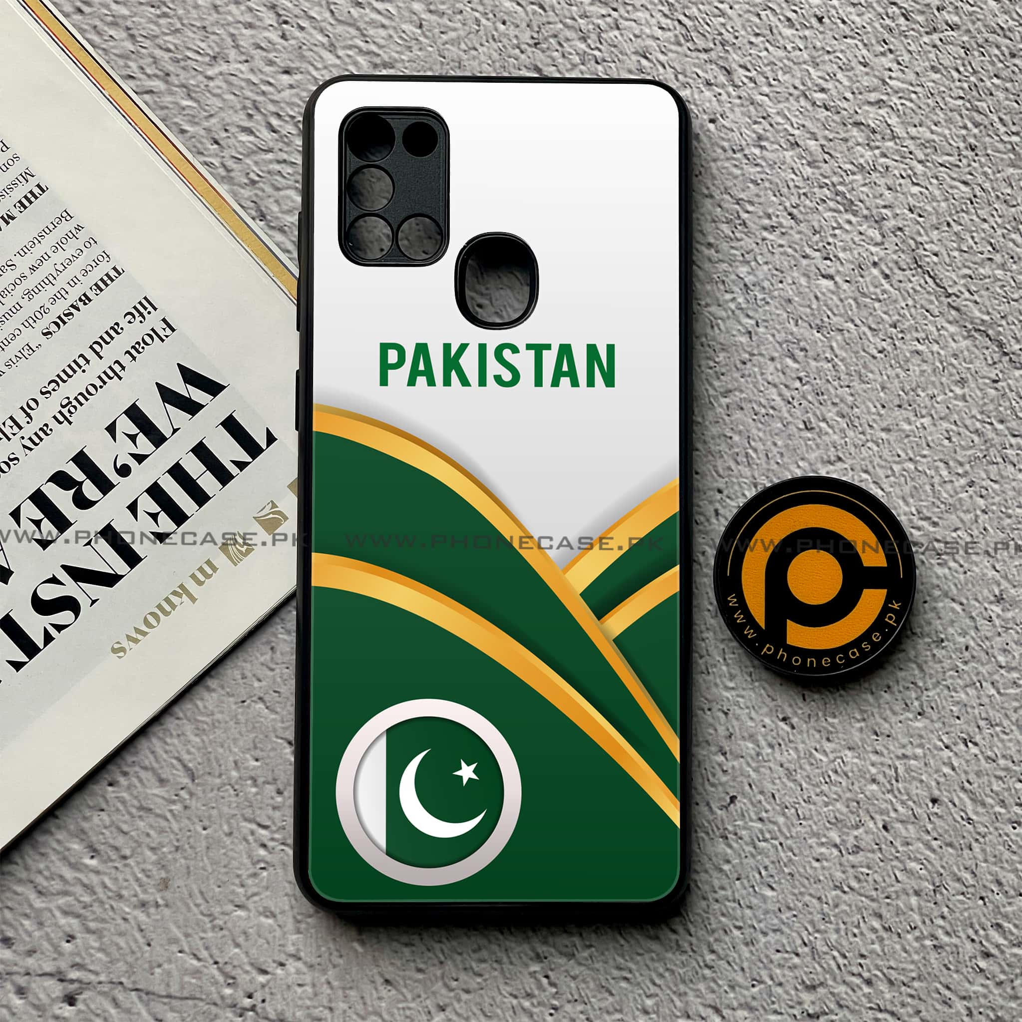 Samsung Galaxy A21s - Pakistani Flag Series - Premium Printed Glass soft Bumper shock Proof Case