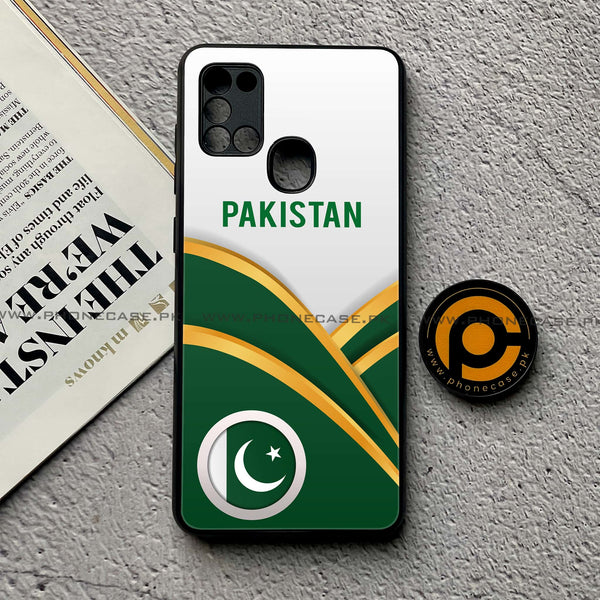 Samsung Galaxy A21s - Pakistani Flag Series - Premium Printed Glass soft Bumper shock Proof Case
