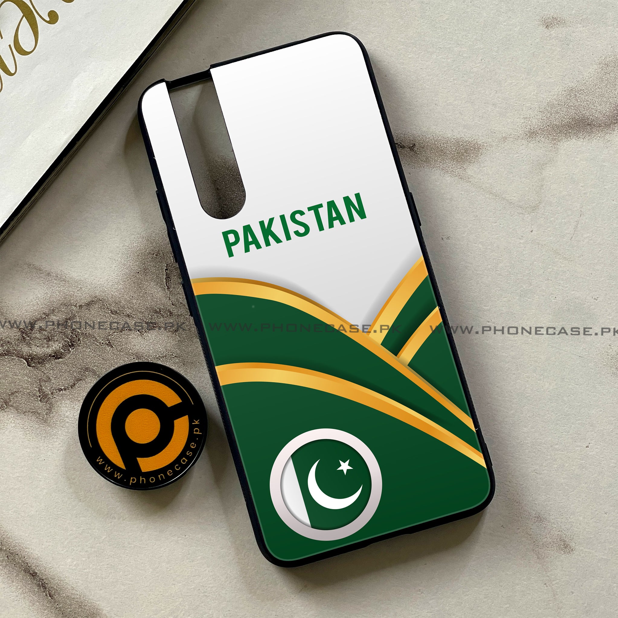 Vivo V15 Pro - Pakistani Flag Series - Premium Printed Glass soft Bumper shock Proof Case