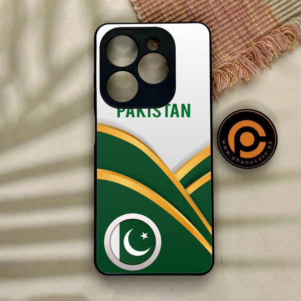 Tecno Spark GO 2024 / Infinix Smart 8 / Infinix hot 40i / Spark 20 / 20c / POP 8 - Pakistani Flag Design 1- Premium Metal  Printed soft Bumper shock Proof Case   CS-27973
