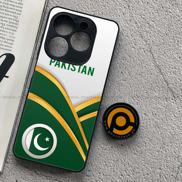 Tecno Spark GO 2024 / Infinix Smart 8 / Infinix hot 40i / Spark 20 / 20c / POP 8 - Pakistani Flag Design 1- Premium Printed Glass soft Bumper shock Proof Case   CS-27973