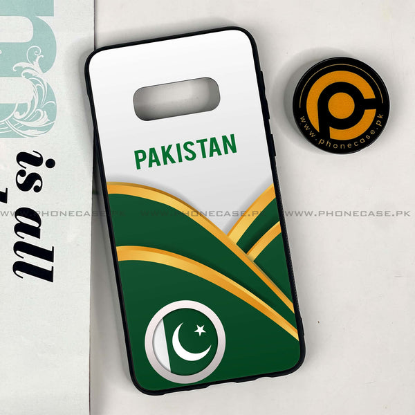 Galaxy S10e - Pakistani Flag Series - Premium Printed Glass soft Bumper shock Proof Case