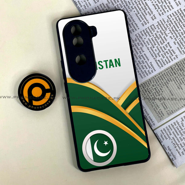 Vivo V40e - Pakistani Flag Series - Premium Printed Glass soft Bumper shock Proof Case