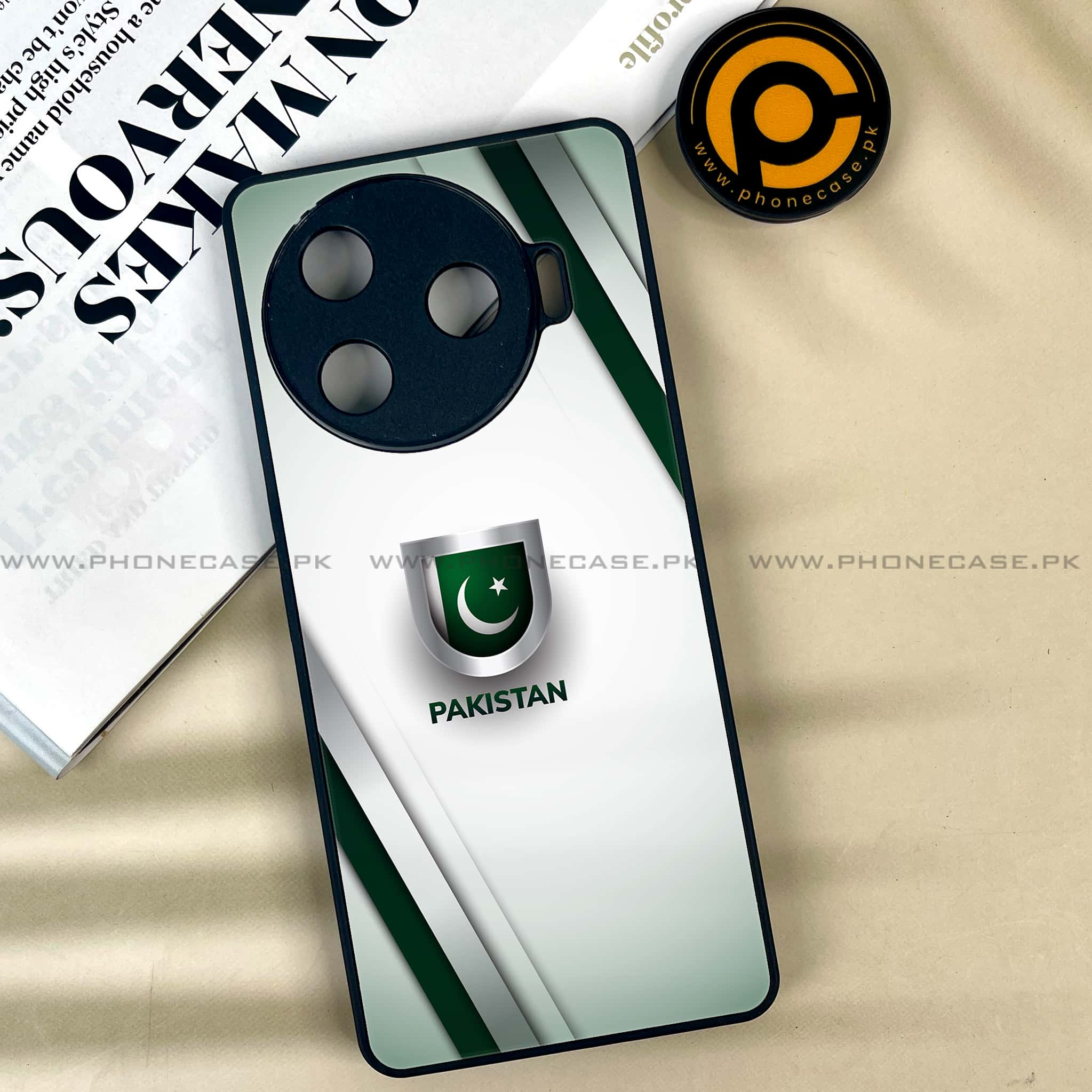 Tecno Camon 30 Pro - Pakistani Flag Series - Premium Printed Glass soft Bumper shock Proof Case