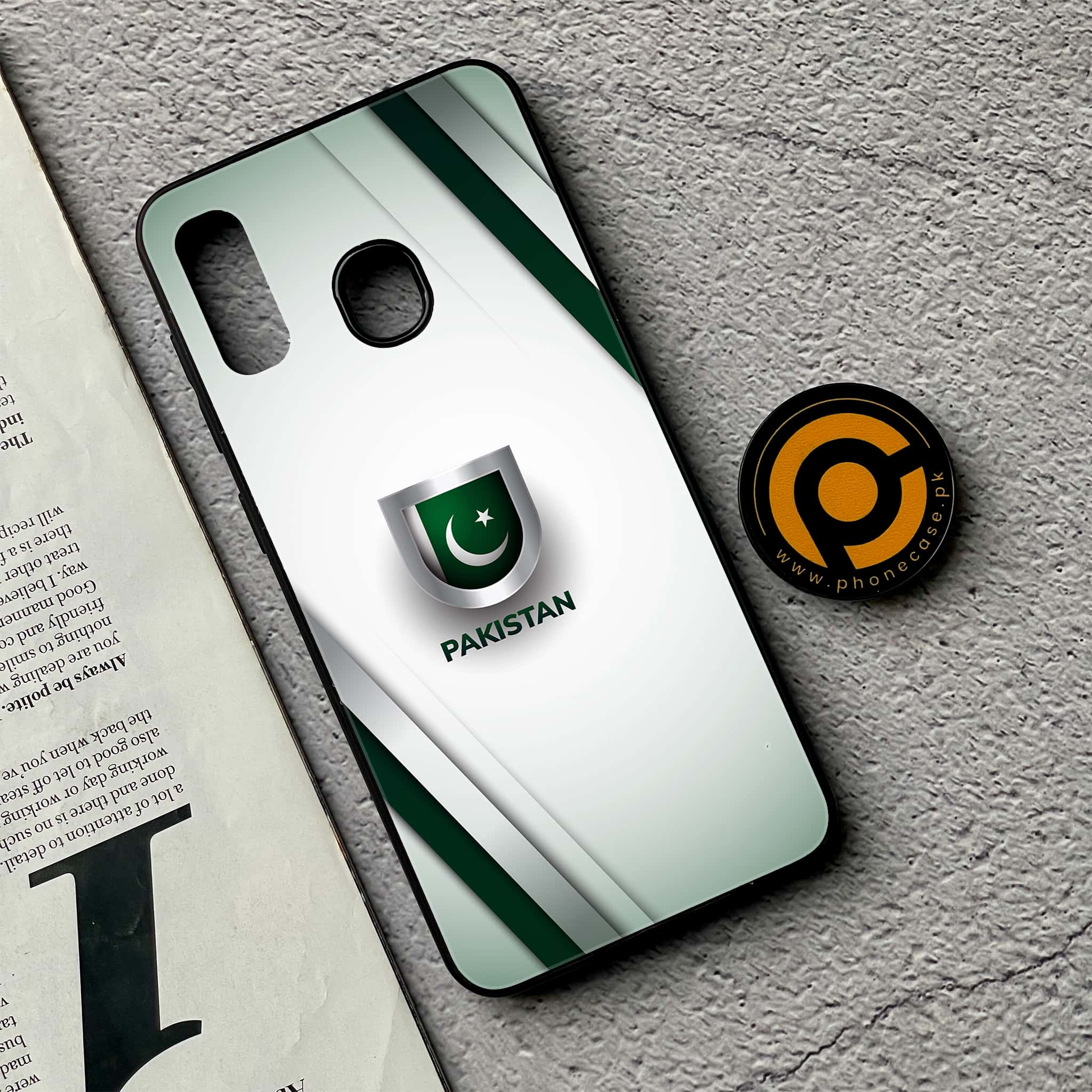 Galaxy A20/A30 - Pakistani Flag Series - Premium Printed Glass soft Bumper shock Proof Case