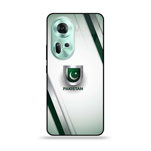 Oppo Reno 11 5G - Pakistani Flag Design 2 - Premium Printed Glass soft Bumper shock Proof Case CS-14470 CS-14532 CS-18459