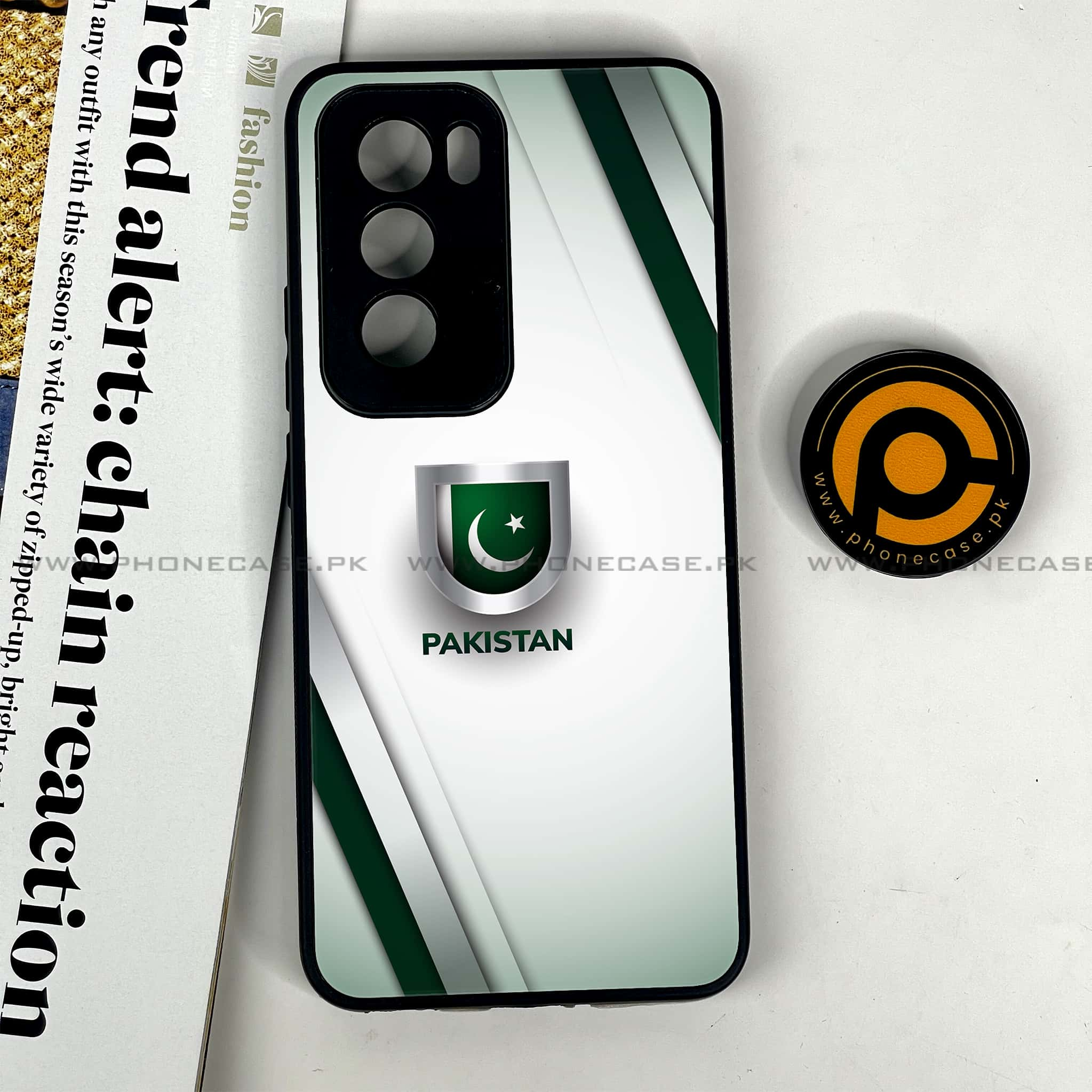 Oppo Reno 12 5G - Pakistani Flag Series - Premium Printed Glass soft Bumper shock Proof Case