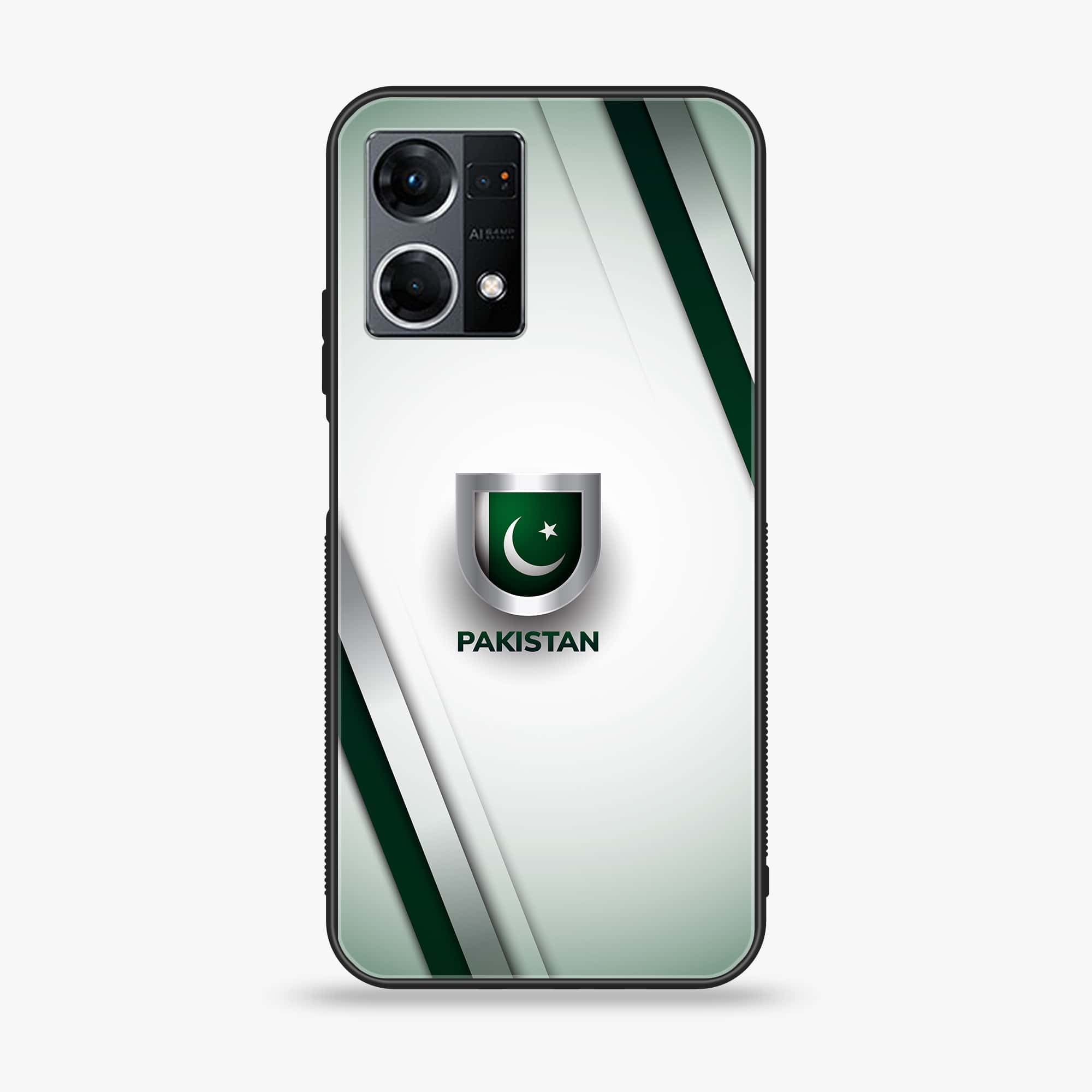 Oppo Reno 7 - Pakistani Flag Series - Premium Printed Glass soft Bumper shock Proof Case