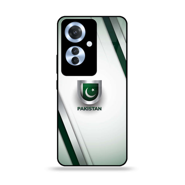 Oppo Reno 11F - Pakistani Flag Design 2  - Premium Printed Glass soft Bumper shock Proof Case