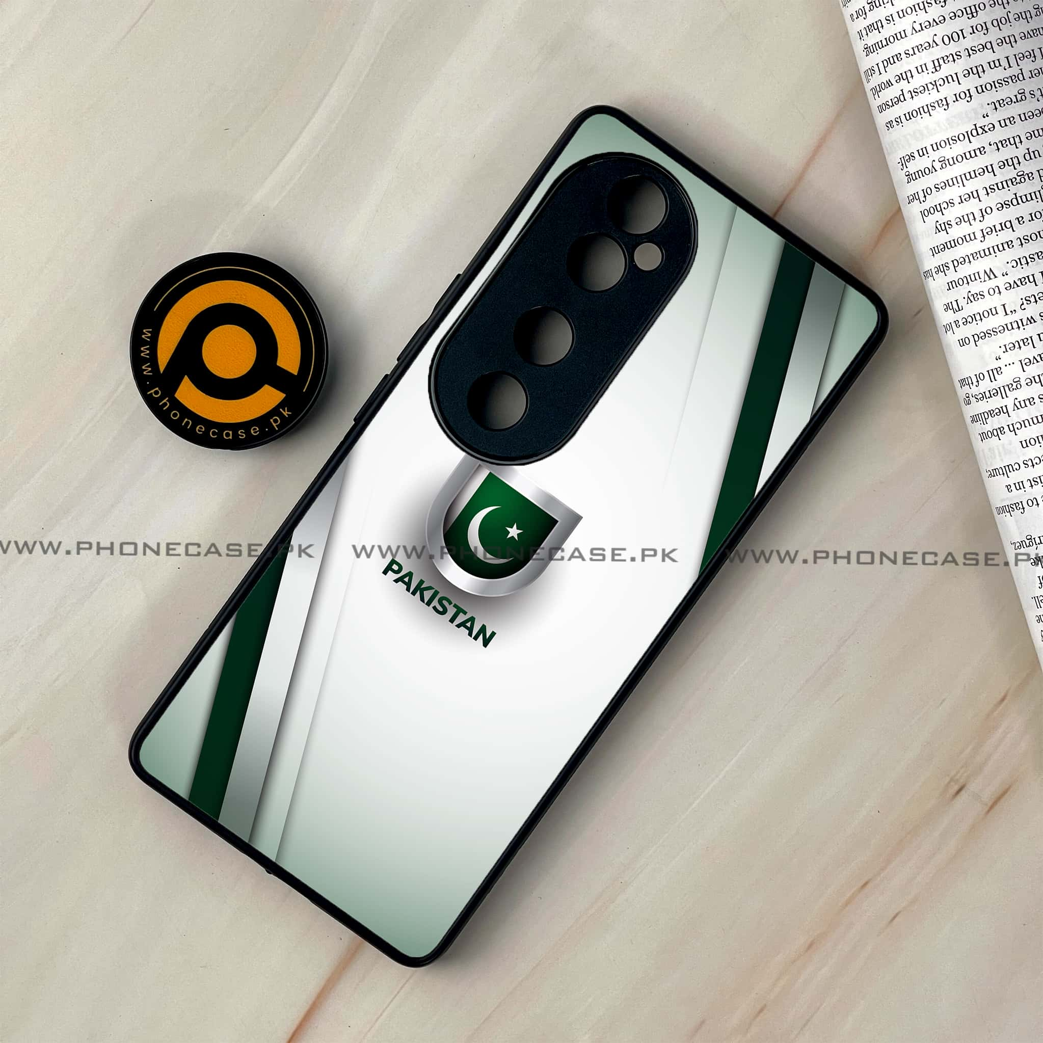 Vivo V40 - Pakistani Flag Series - Premium Printed Glass soft Bumper shock Proof Case