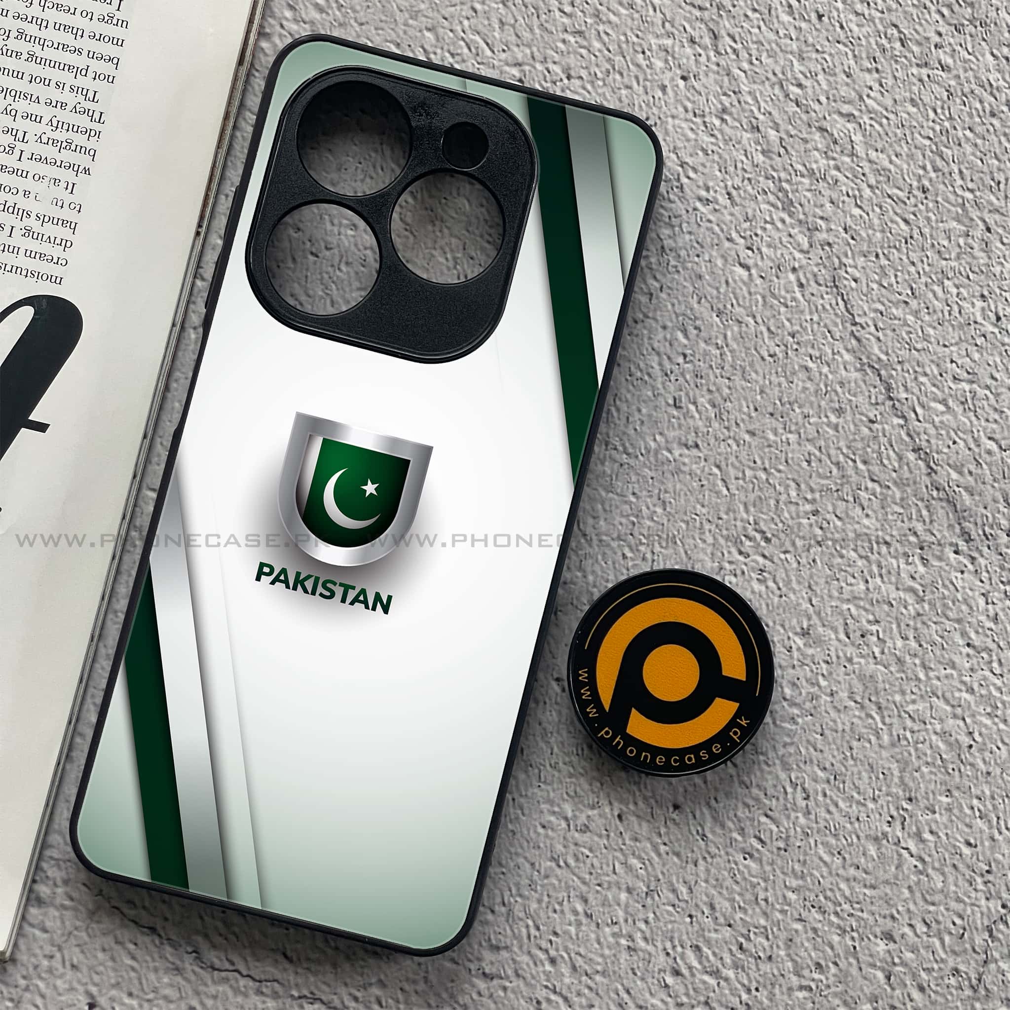 Tecno Spark 20C - Pakistani Flag Series - Premium Printed Glass soft Bumper shock Proof Case