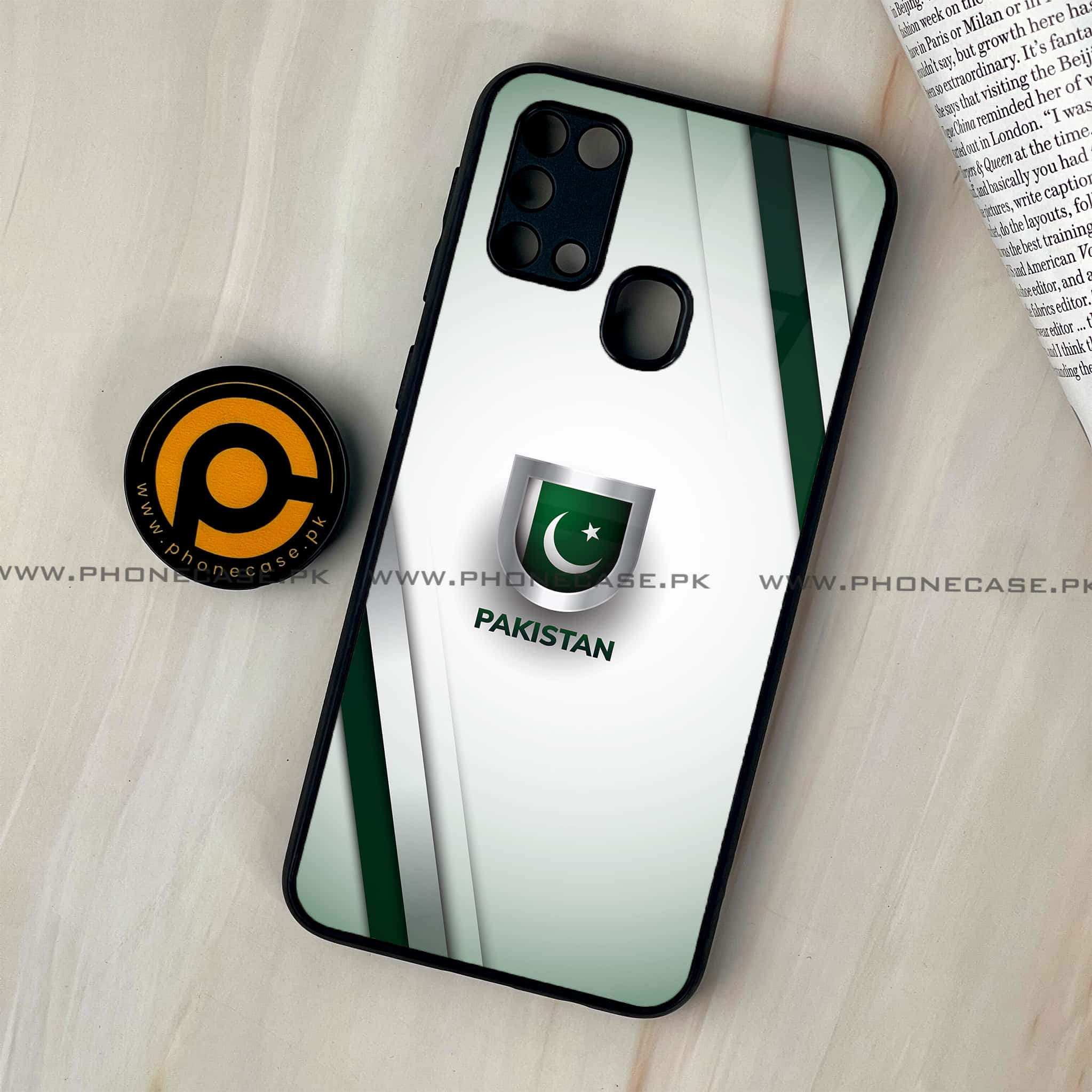 Galaxy M31 - Pakistani Flag Series - Premium Printed Glass soft Bumper shock Proof Case