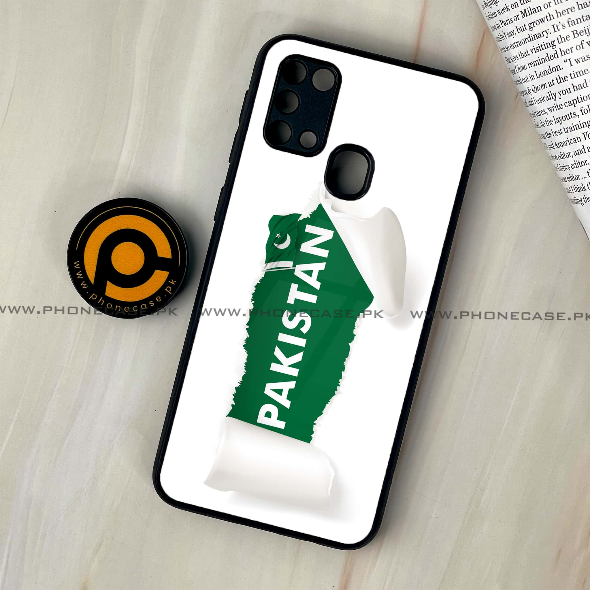 Galaxy M31 - Pakistani Flag Series - Premium Printed Glass soft Bumper shock Proof Case