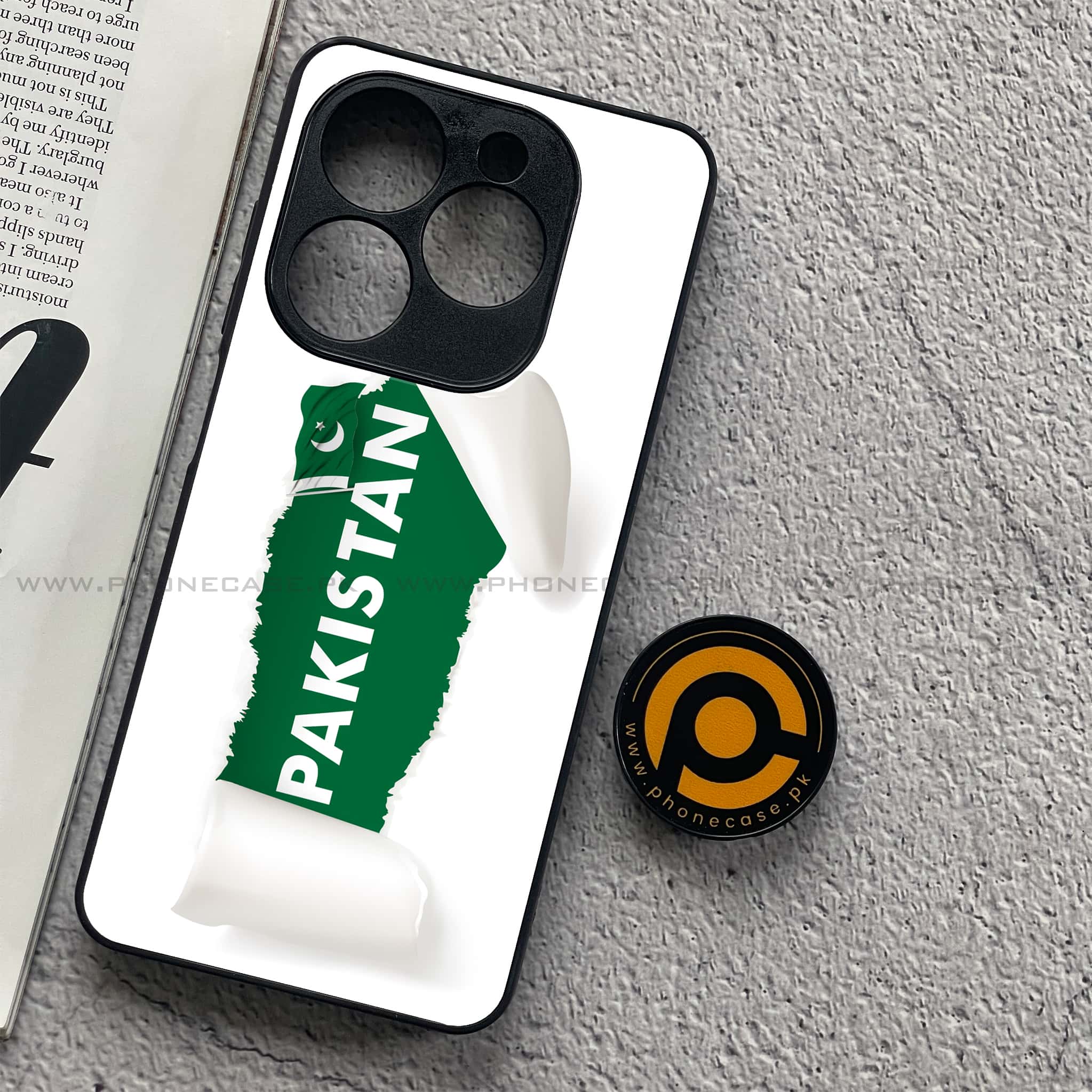 Tecno Spark 20C - Pakistani Flag Series - Premium Printed Glass soft Bumper shock Proof Case