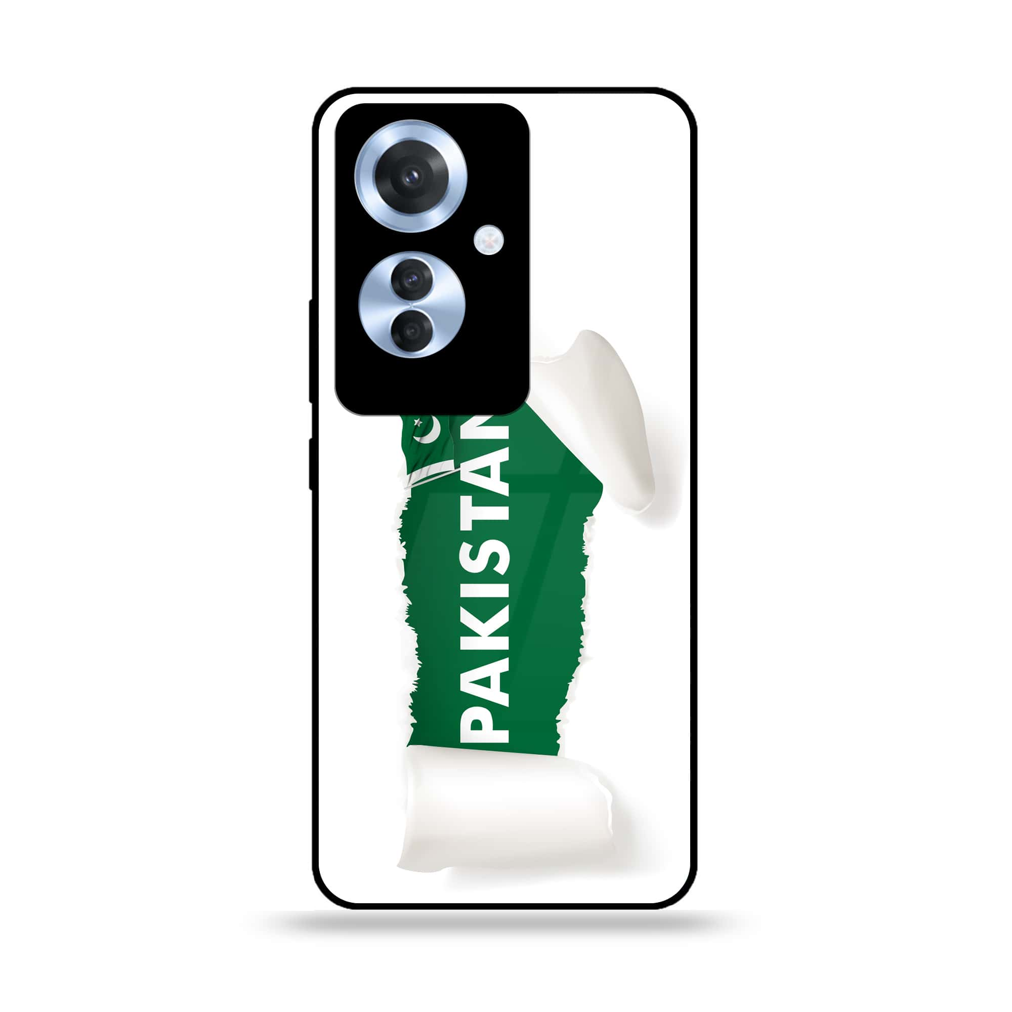 Oppo Reno 11F - Pakistani Flag Series - Premium Printed Glass soft Bumper shock Proof Case