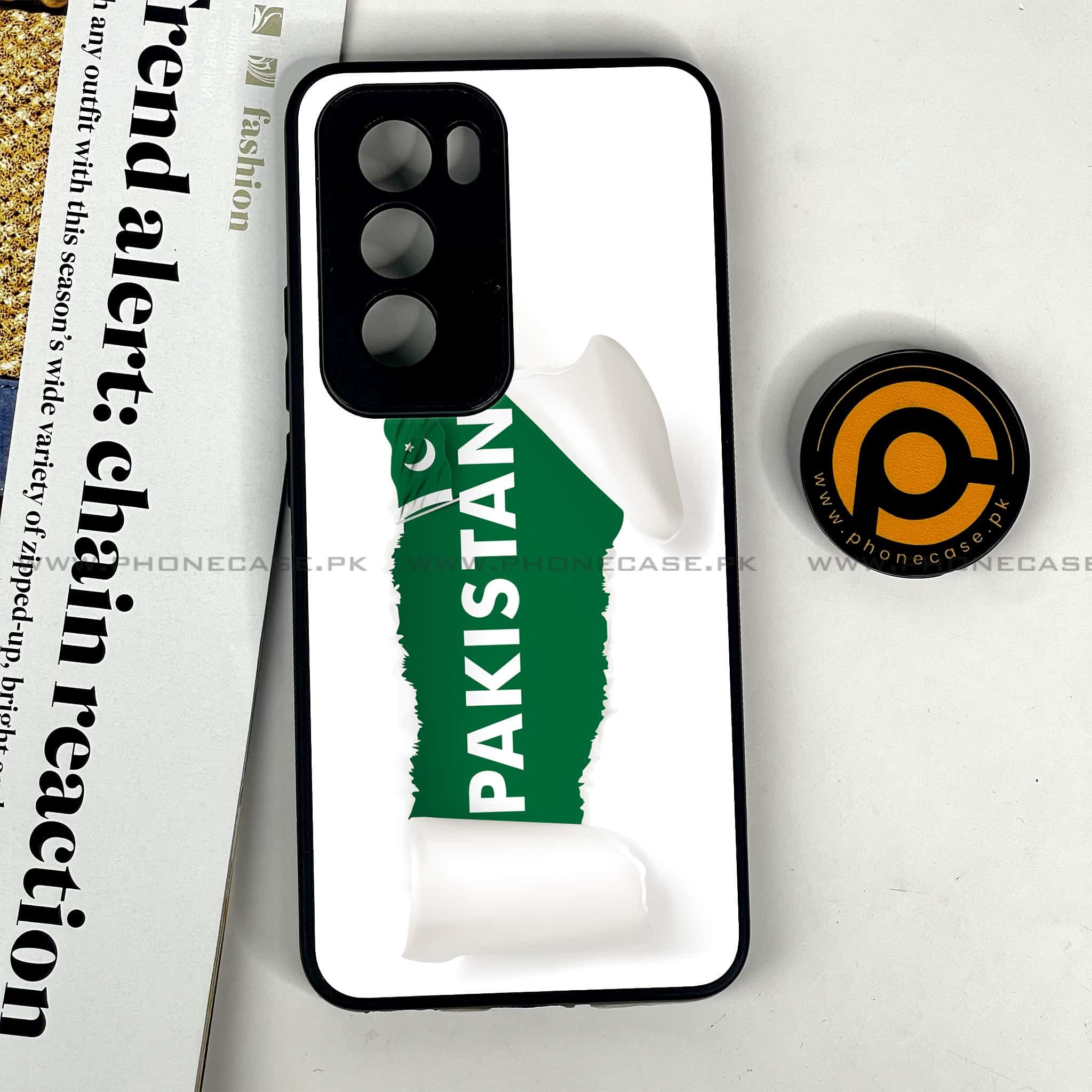 Oppo Reno 12 5G - Pakistani Flag Series - Premium Printed Glass soft Bumper shock Proof Case