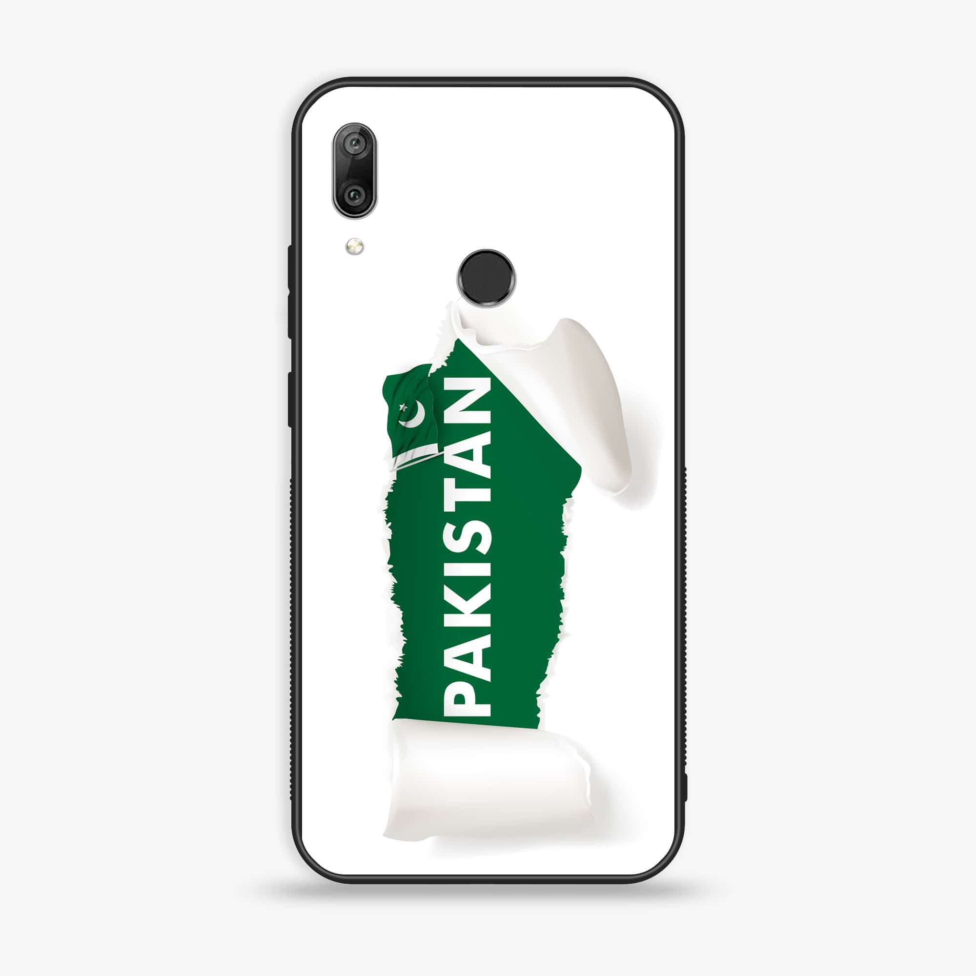 Huawei Y7 Prime (2019) - Pakistani Flag Series - Premium Printed Glass soft Bumper shock Proof Case