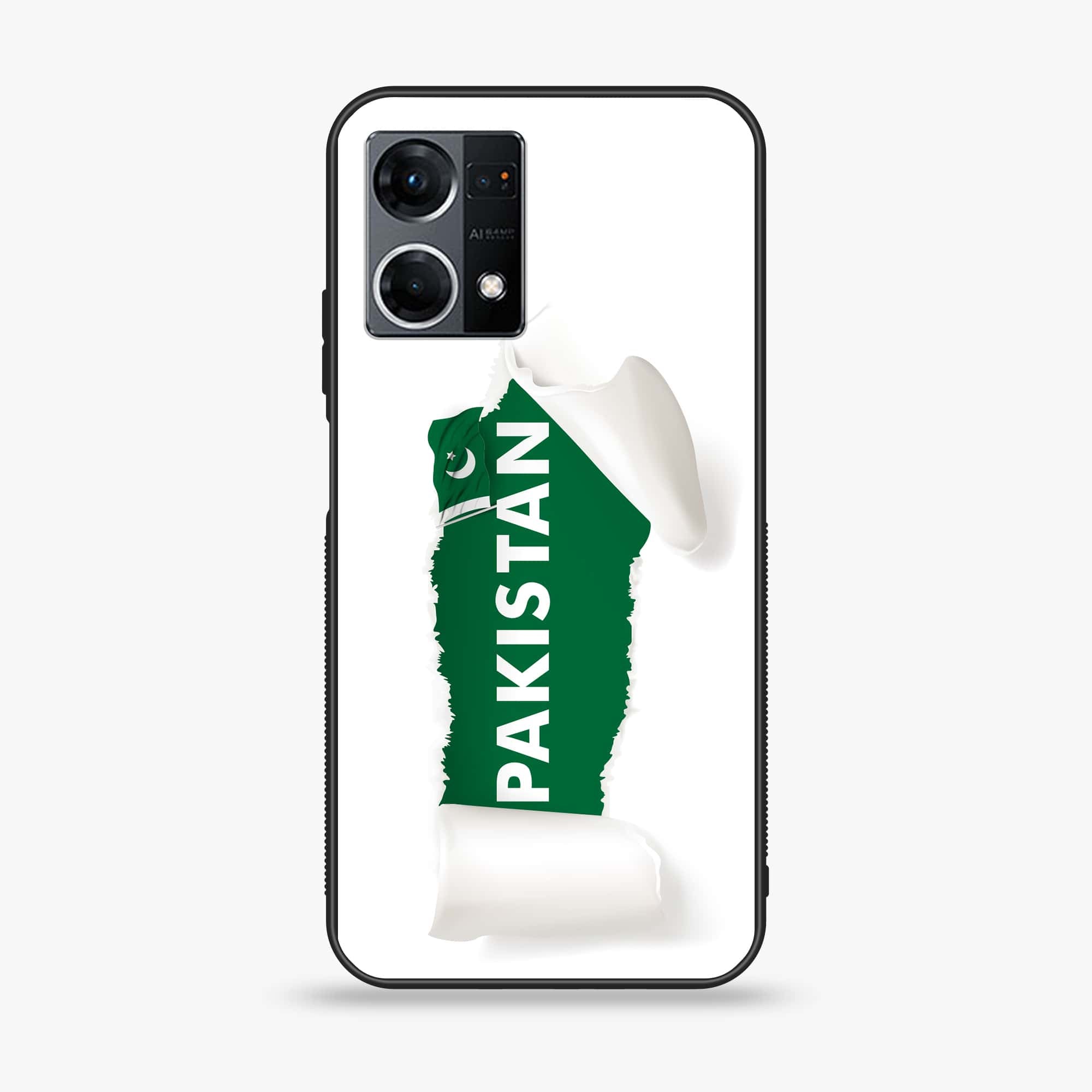 Oppo Reno 7 - Pakistani Flag Series - Premium Printed Glass soft Bumper shock Proof Case