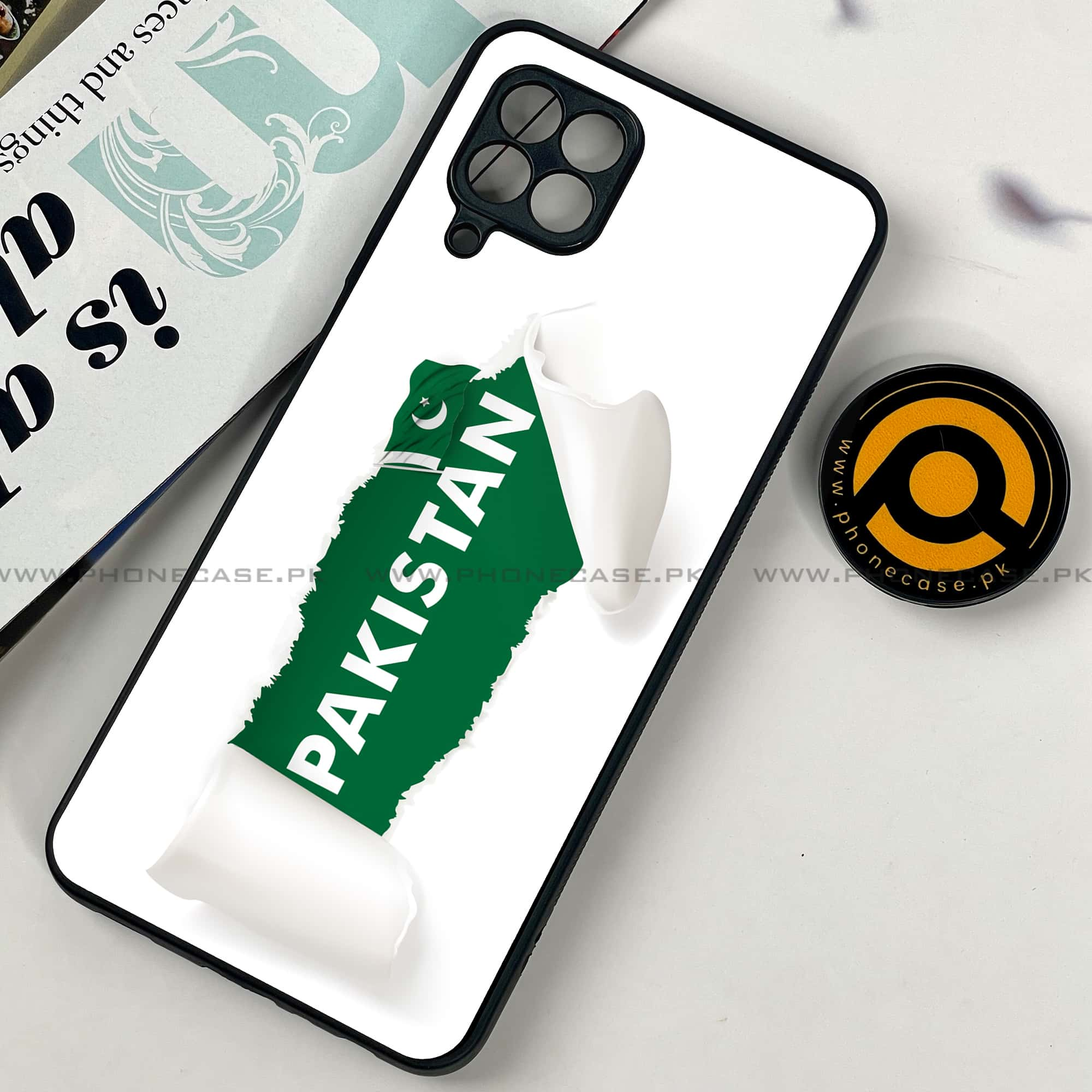 Samsung Galaxy A22 - Pakistani Flag Series - Premium Printed Glass soft Bumper shock Proof Case