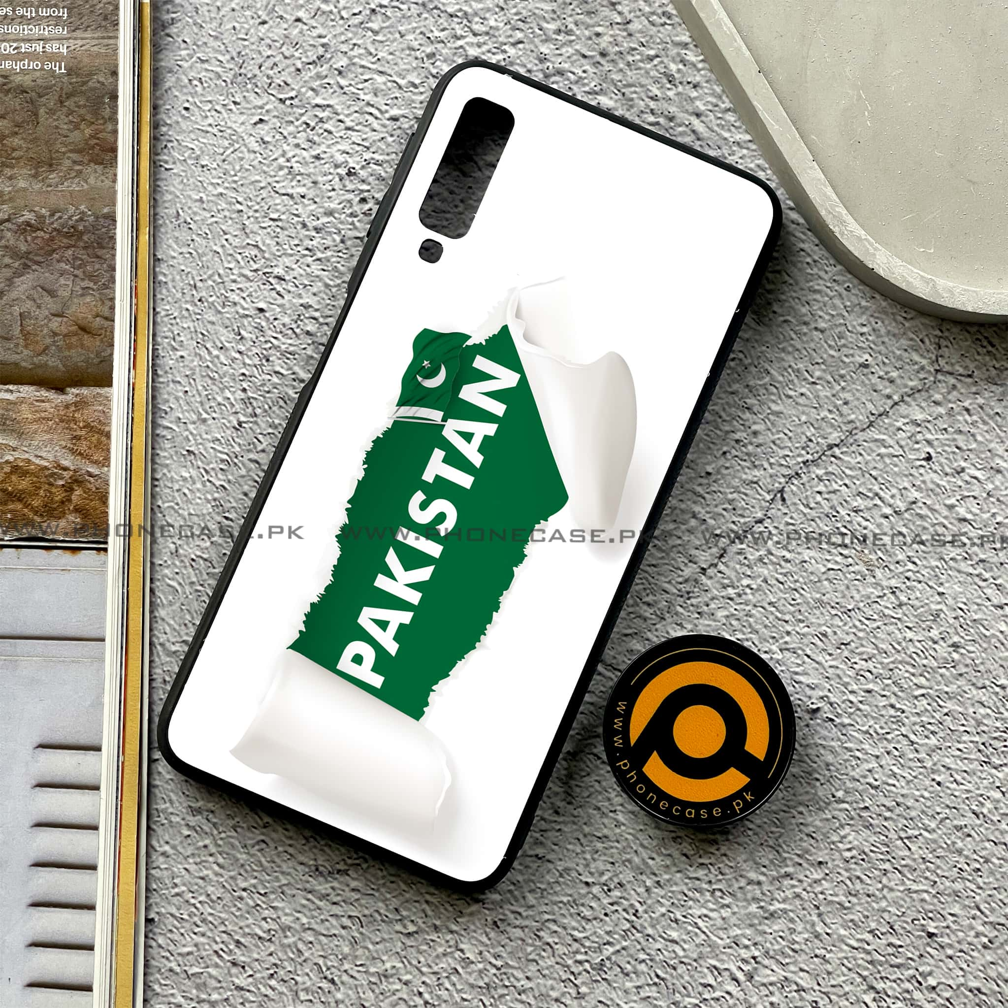 Galaxy A7 2018 - Pakistani Flag Series - Premium Printed Metal soft Bumper shock Proof Case