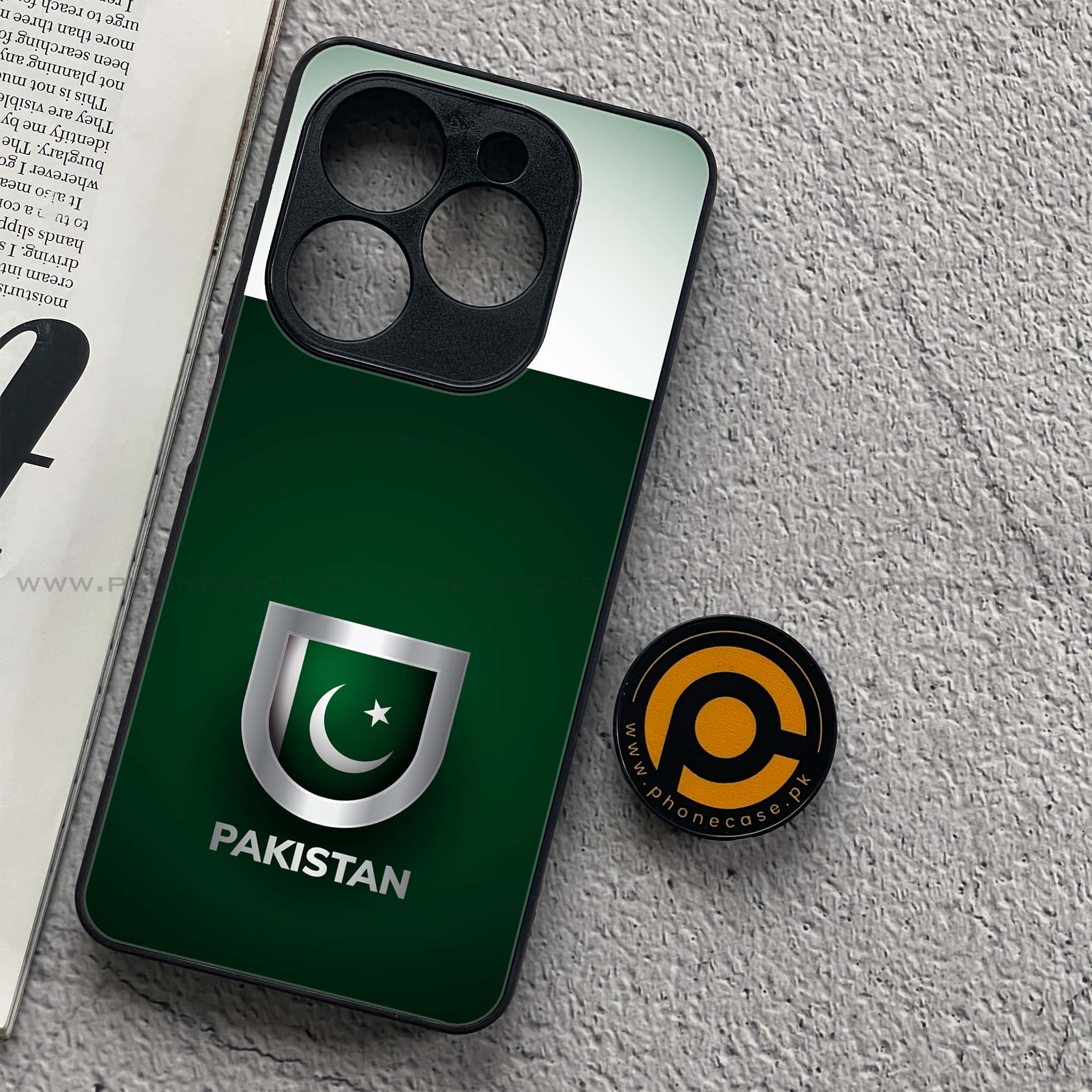 Tecno Spark 20C - Pakistani Flag Series - Premium Printed Glass soft Bumper shock Proof Case