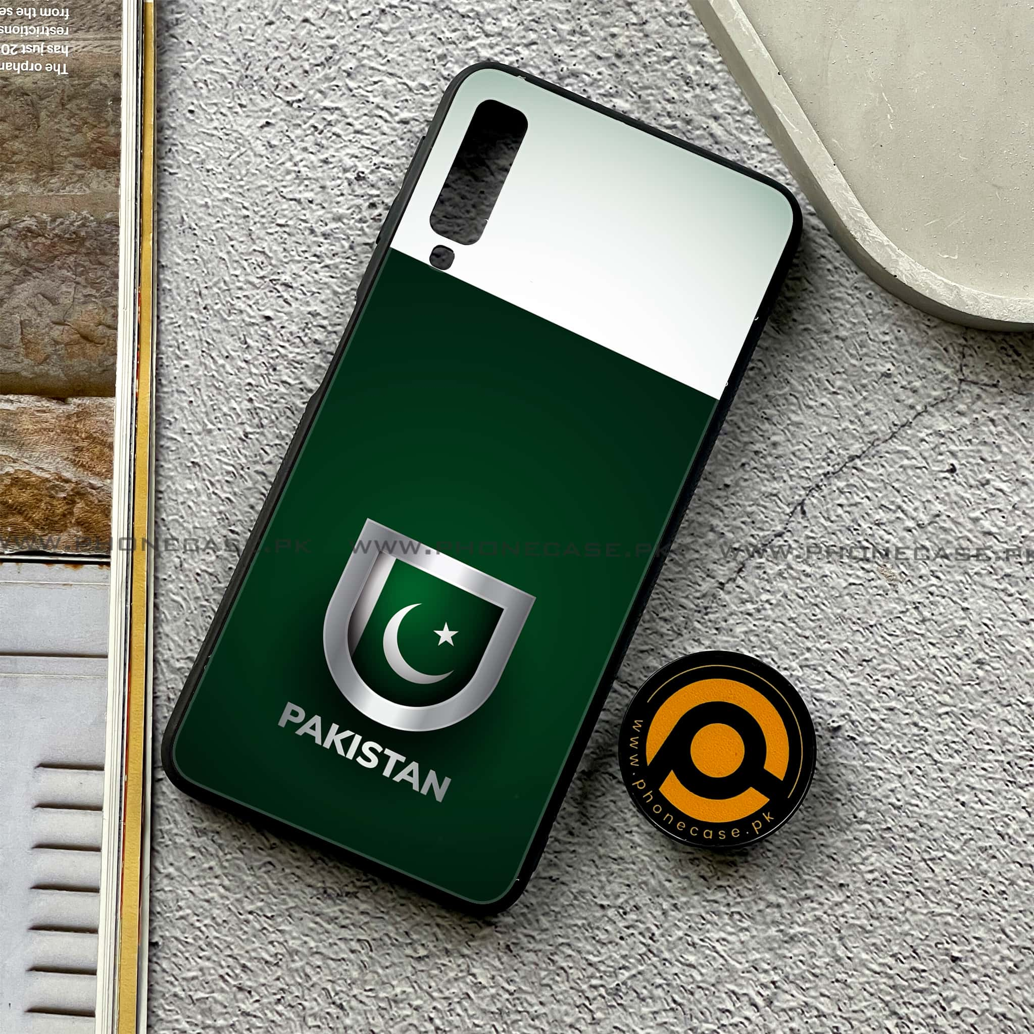 Galaxy A7 2018 - Pakistani Flag Series - Premium Printed Metal soft Bumper shock Proof Case