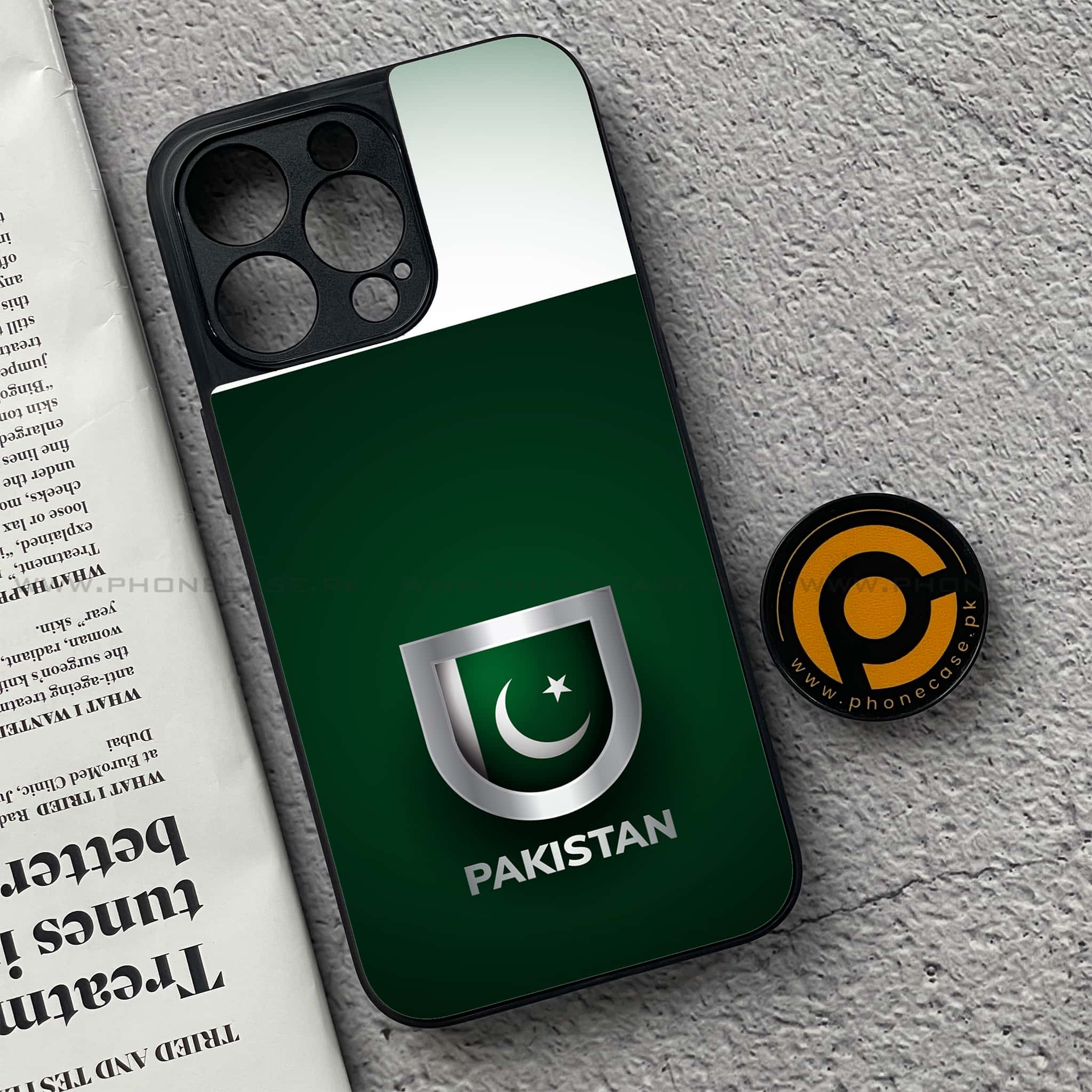 iPhone 15 Pro - Pakistani Flag Series - Premium Metal Printed soft Bumper shock Proof Case