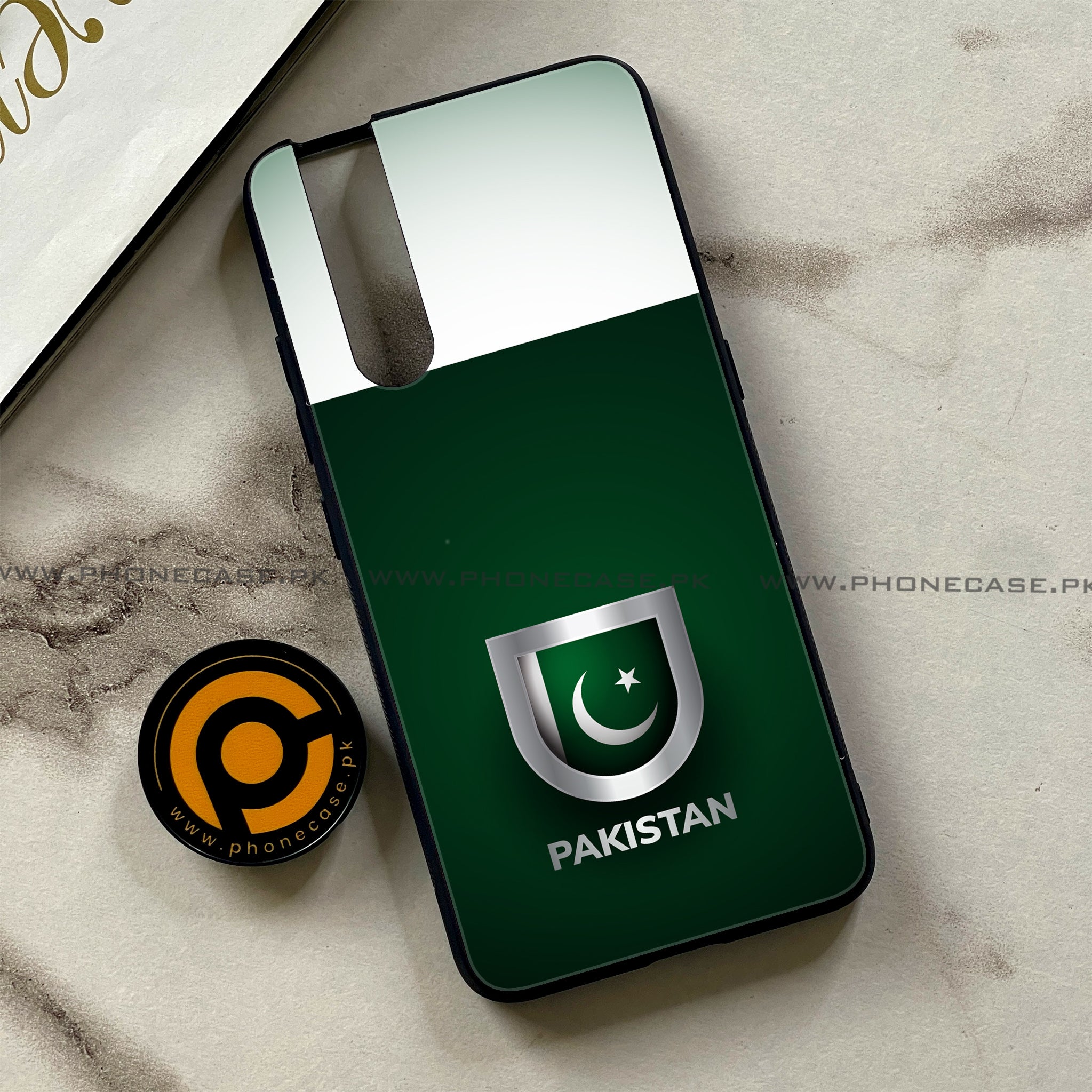 Vivo V15 Pro - Pakistani Flag Series - Premium Printed Glass soft Bumper shock Proof Case