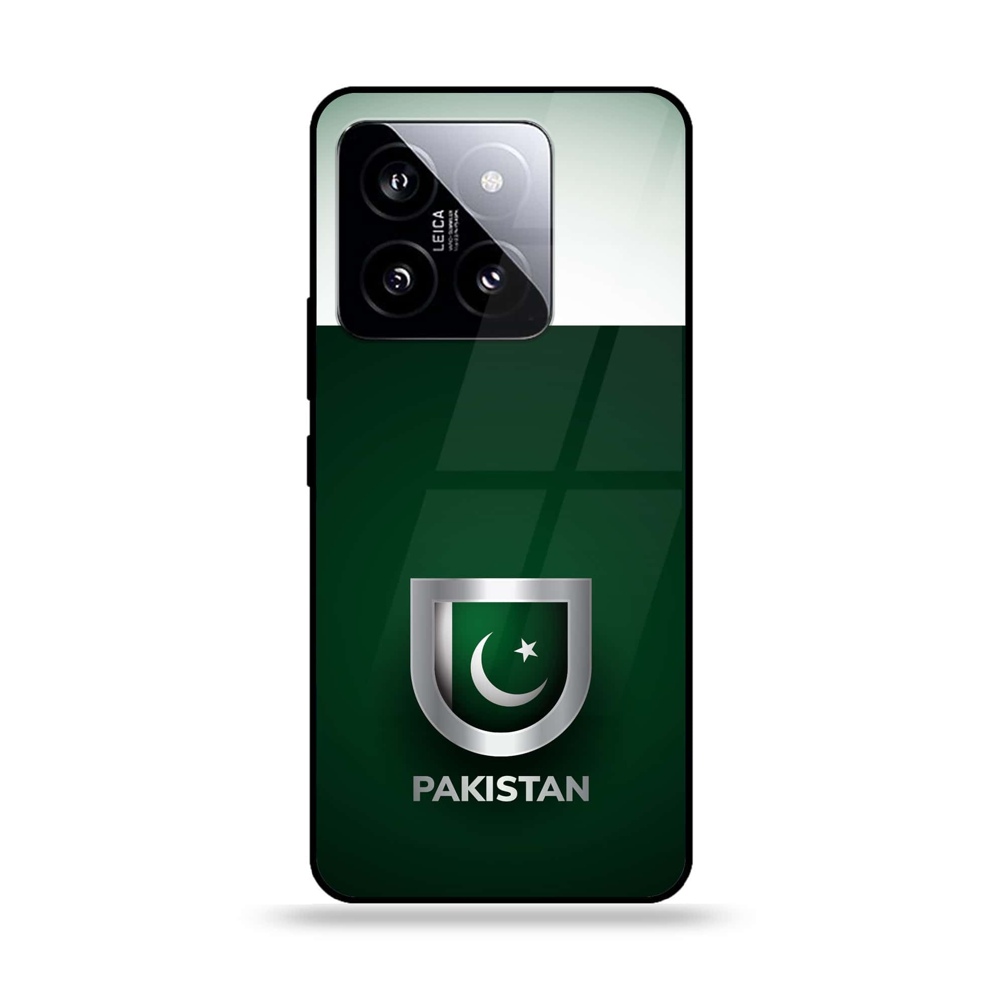 Xiaomi 14 - Pakistani Flag Series - Premium Printed Glass soft Bumper shock Proof Case