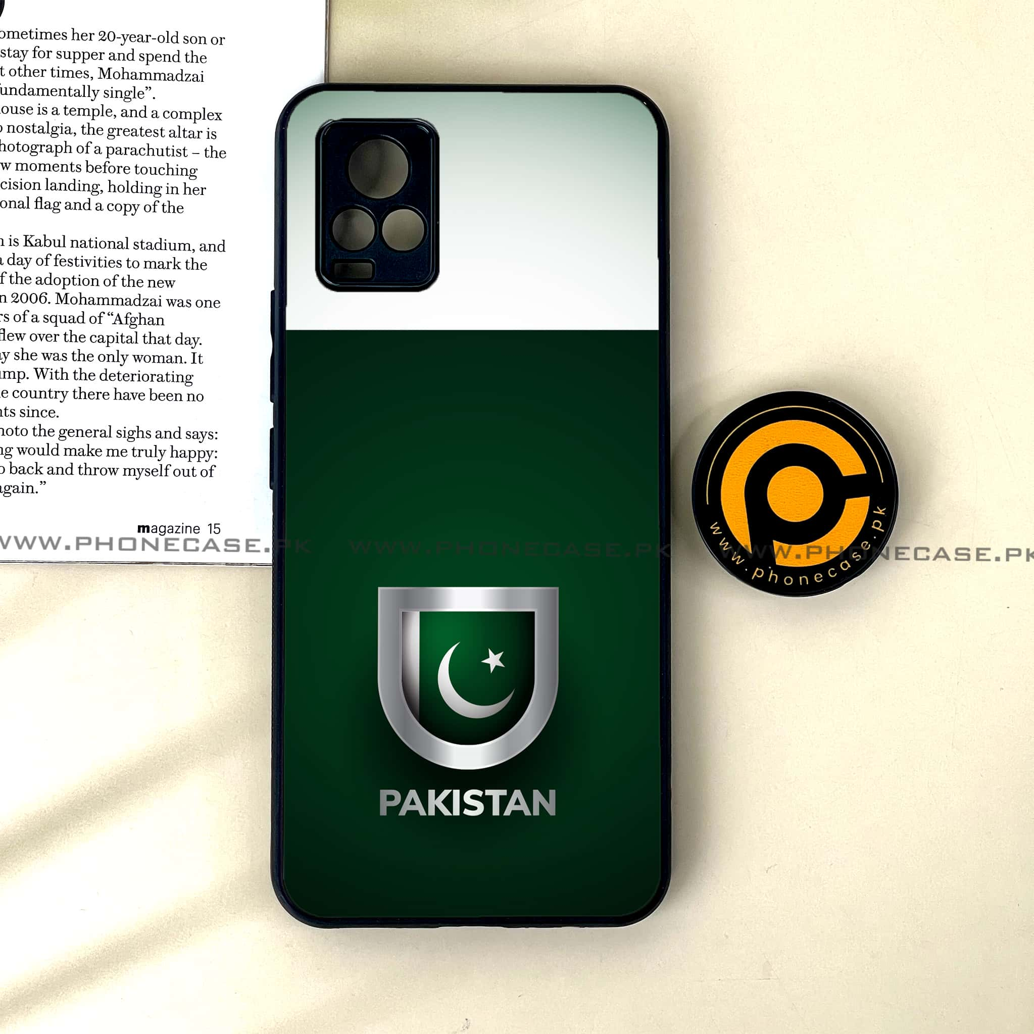 Vivo V20 - Pakistani Flag Series - Premium Printed Glass soft Bumper shock Proof Case