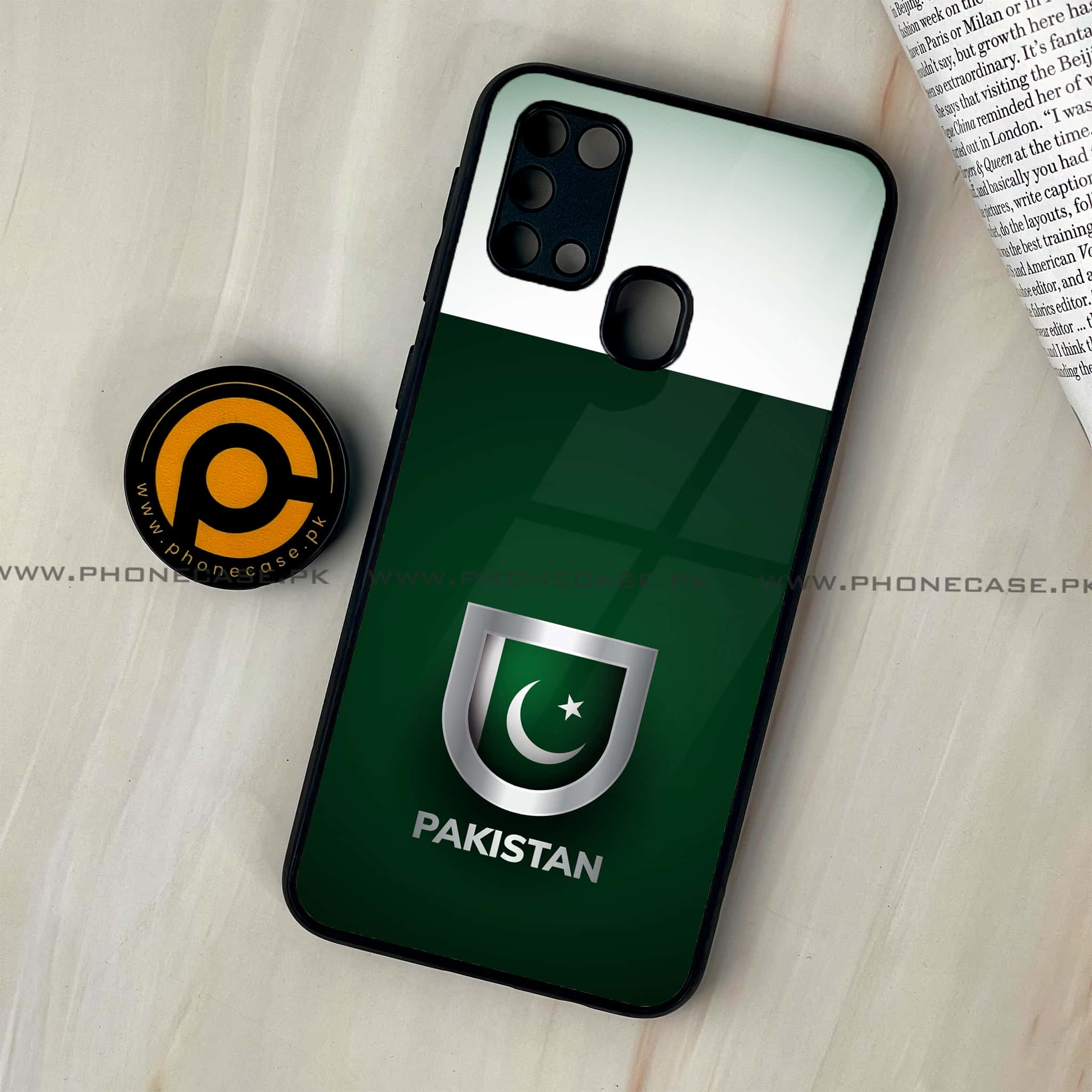 Galaxy M31 - Pakistani Flag Series - Premium Printed Glass soft Bumper shock Proof Case