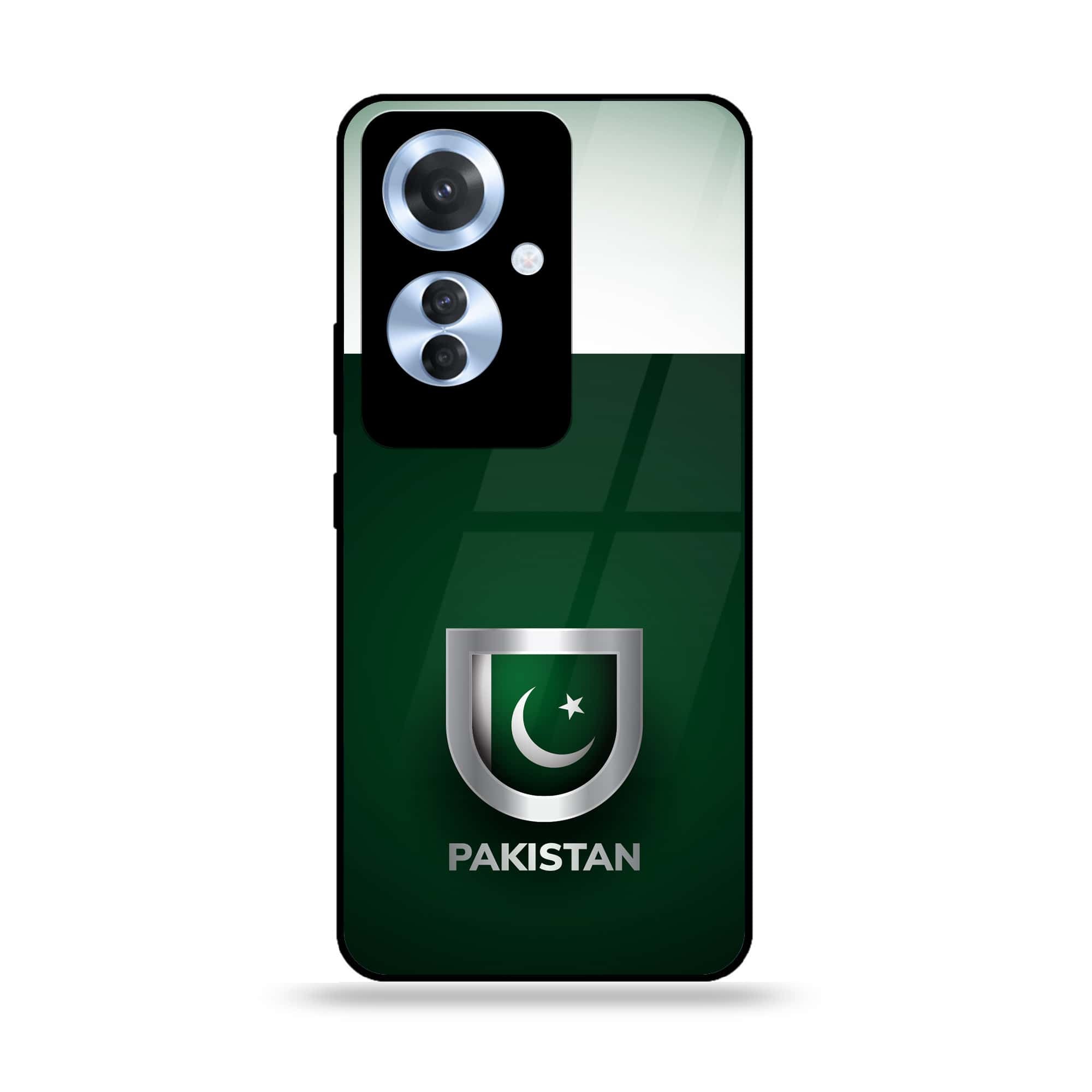 Oppo Reno 11F - Pakistani Flag Series - Premium Printed Glass soft Bumper shock Proof Case