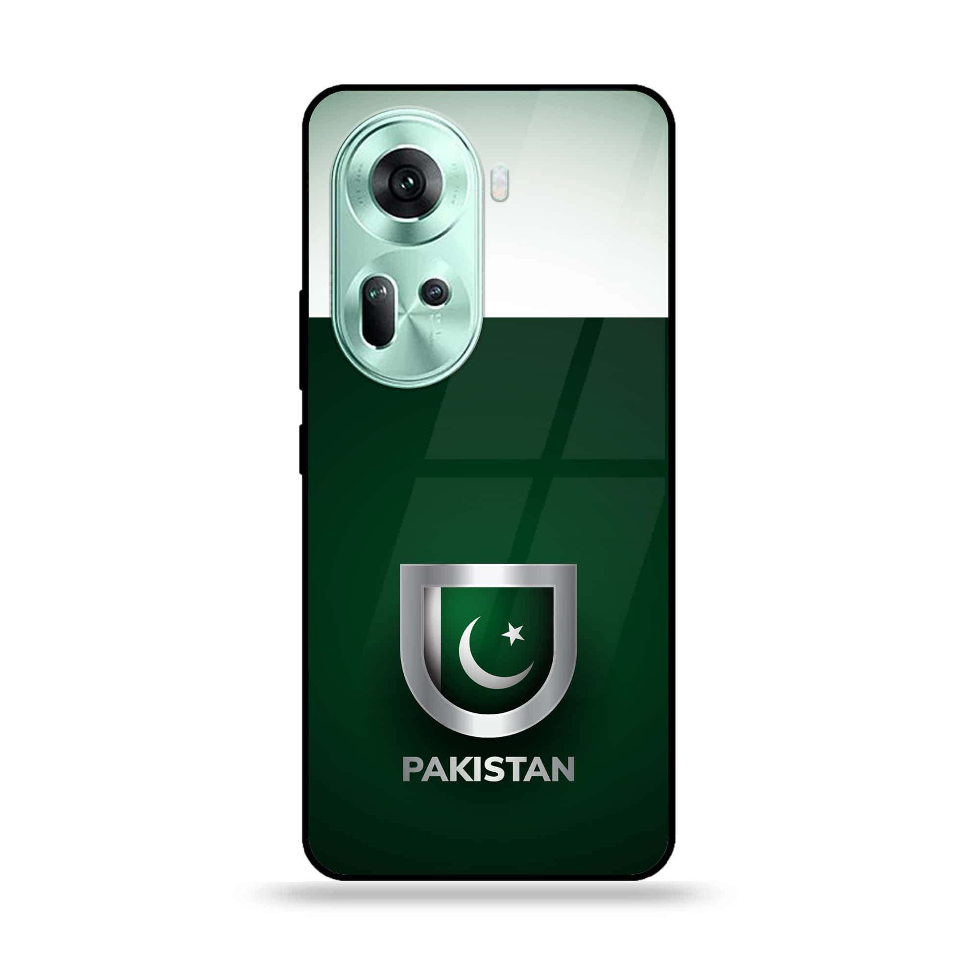Oppo Reno 11 5G - Pakistani Flag Series - Premium Printed Glass soft Bumper shock Proof Case