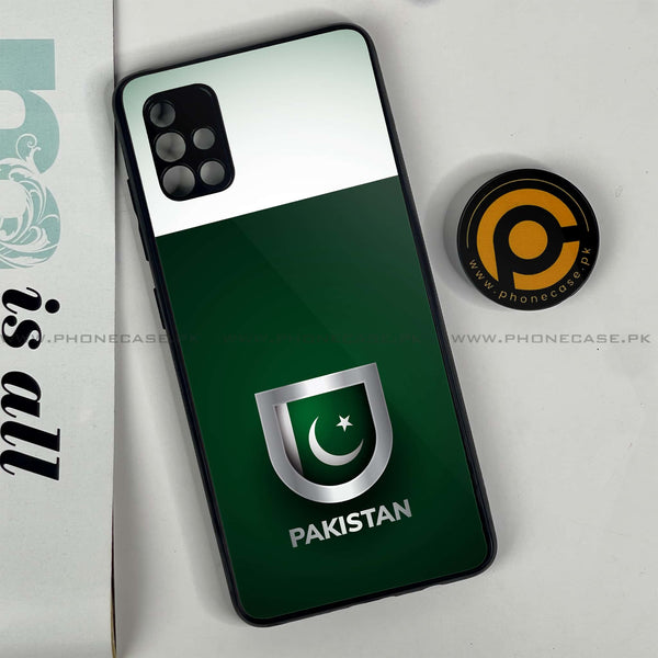 Samsung Galaxy A51 Pakistani Flag Design 4 Premium Printed Glass soft Bumper shock Proof Case  CS-36634