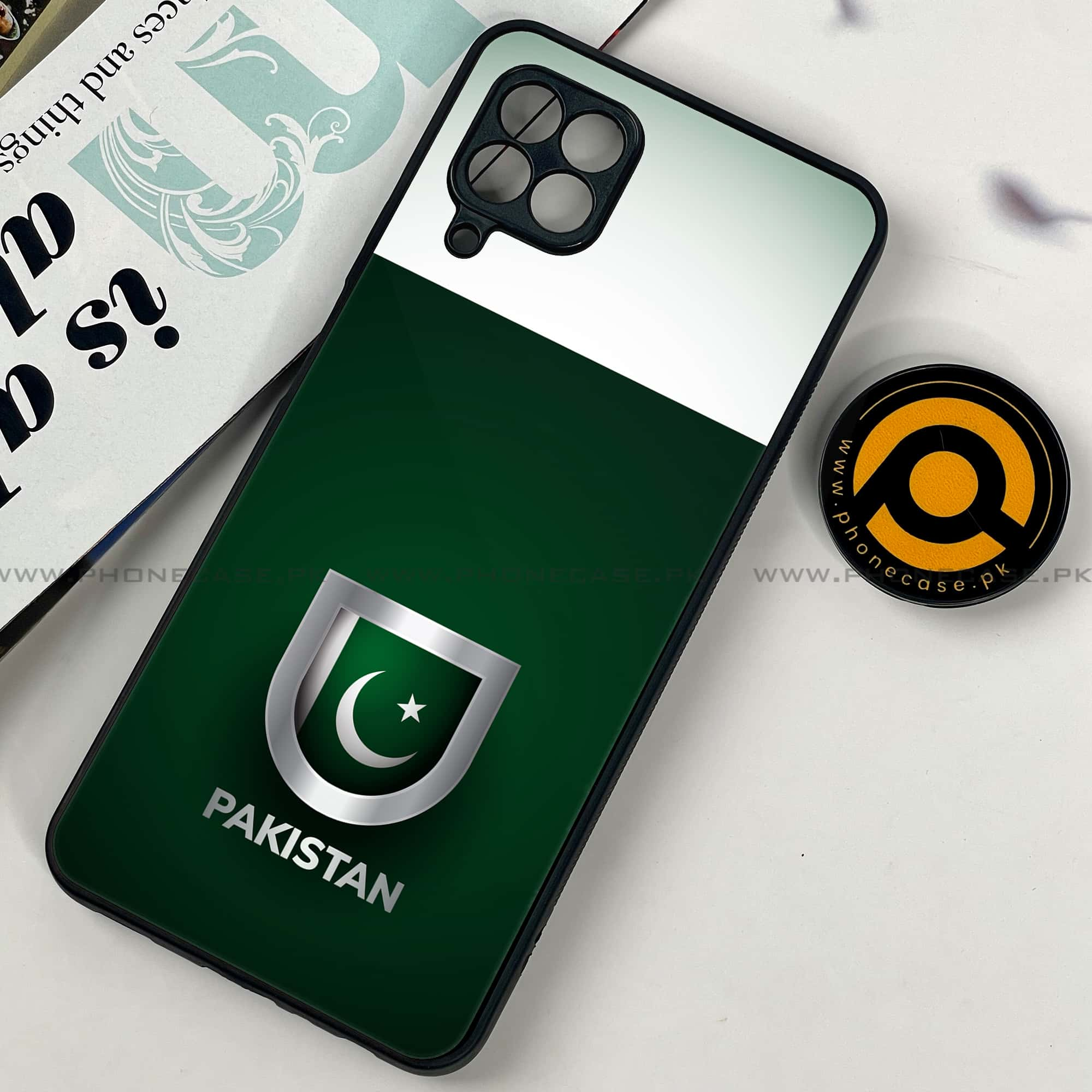 Samsung Galaxy A22 - Pakistani Flag Series - Premium Printed Glass soft Bumper shock Proof Case