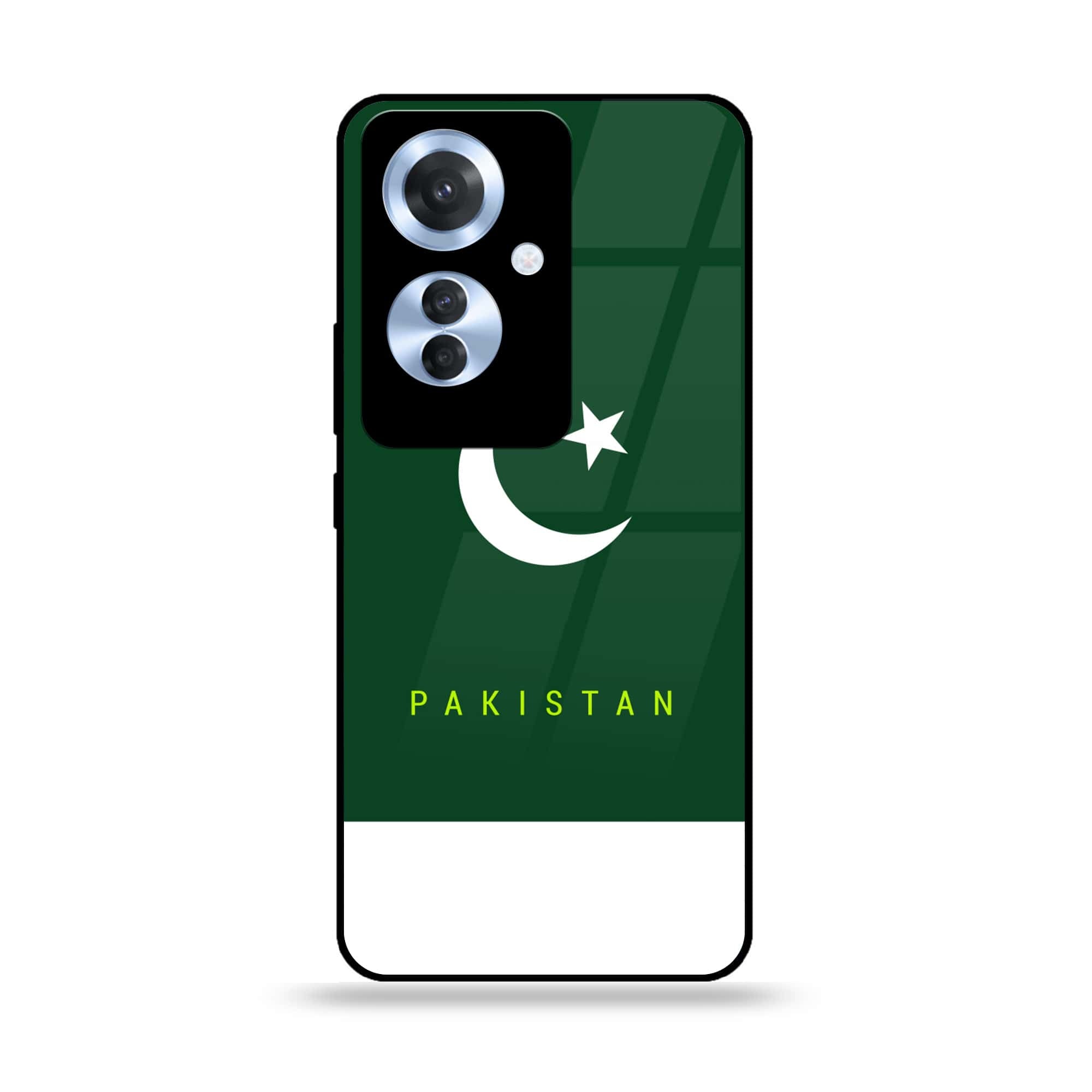 Oppo Reno 11F - Pakistani Flag Series - Premium Printed Glass soft Bumper shock Proof Case