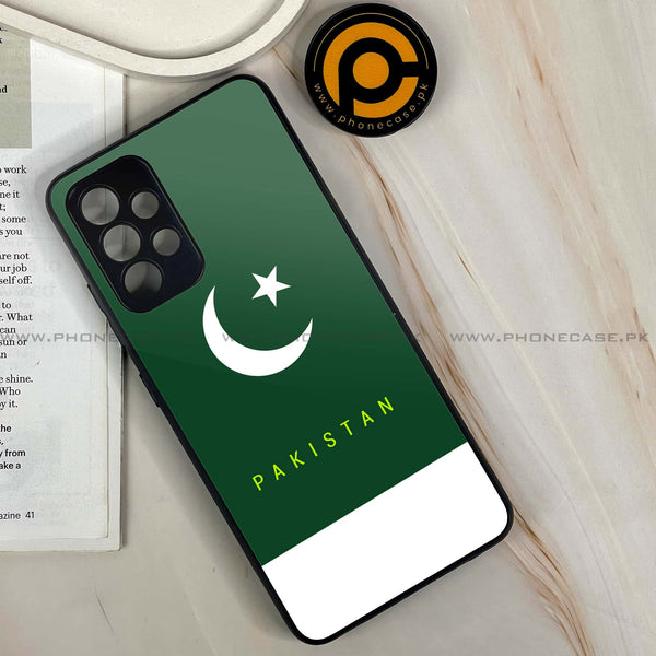 Samsung Galaxy A32 4G - Pakistani Flag Design 5 - Premium Printed Glass soft Bumper shock Proof Case CS-14765