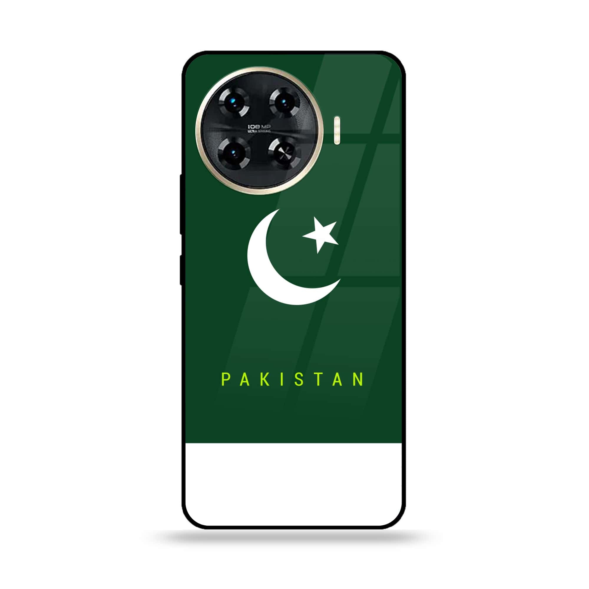 Tecno Spark 20 pro plus - Pakistani Flag Series - Premium Printed Glass soft Bumper shock Proof Case