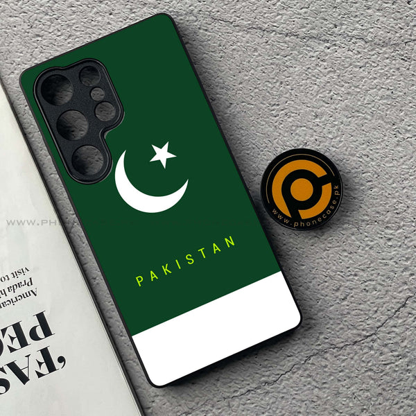 Samsung Galaxy S25 Ultra - Pakistani Flag Design 5  - Premium Metal Printed soft Bumper shock Proof Case  CS-35092
