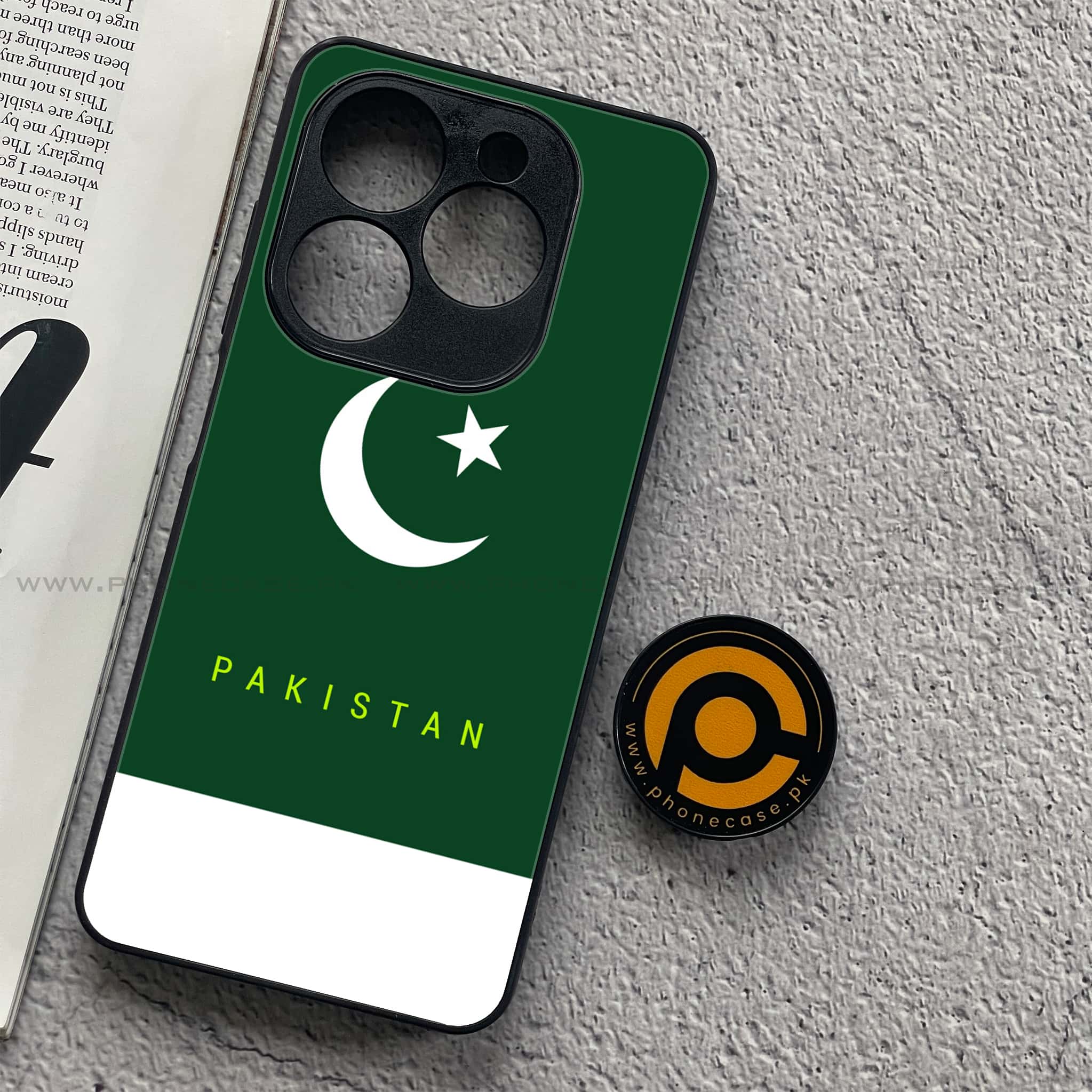 Tecno Spark 20C - Pakistani Flag Series - Premium Printed Glass soft Bumper shock Proof Case