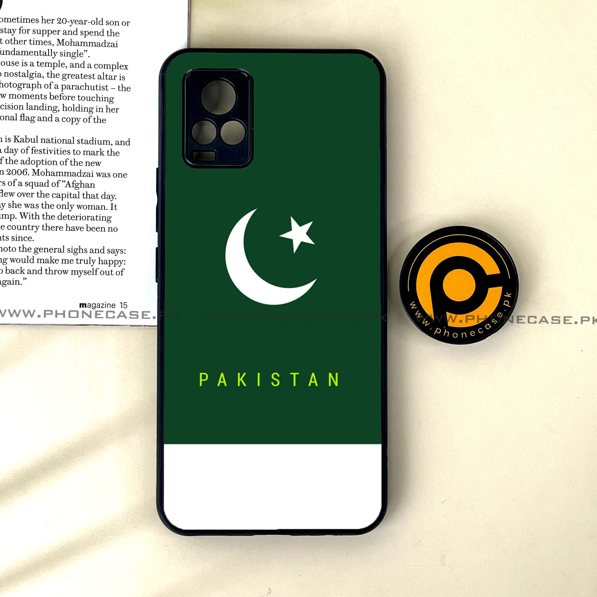 Vivo V20 - Pakistani Flag Series - Premium Printed Glass soft Bumper shock Proof Case