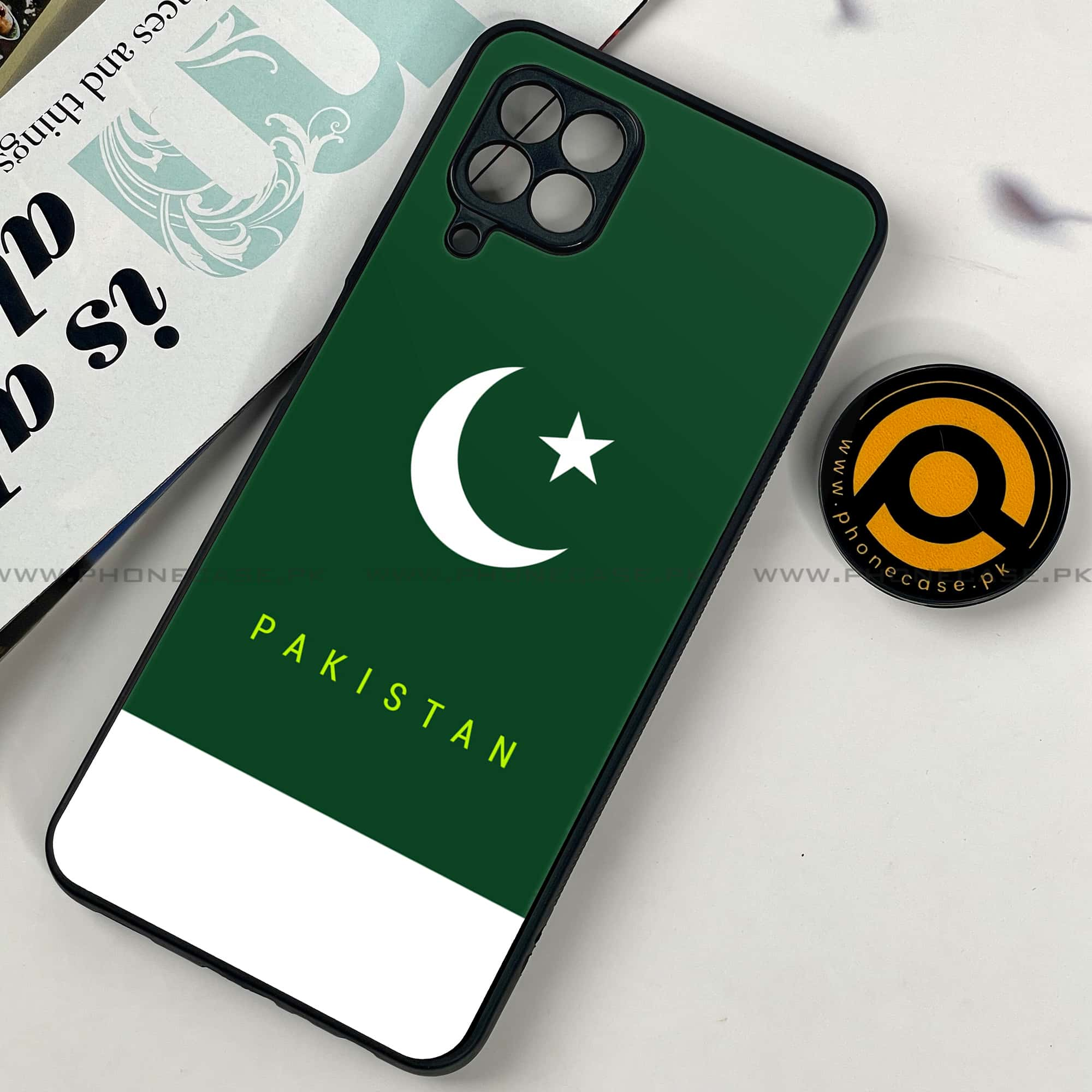 Samsung Galaxy A22 - Pakistani Flag Series - Premium Printed Glass soft Bumper shock Proof Case