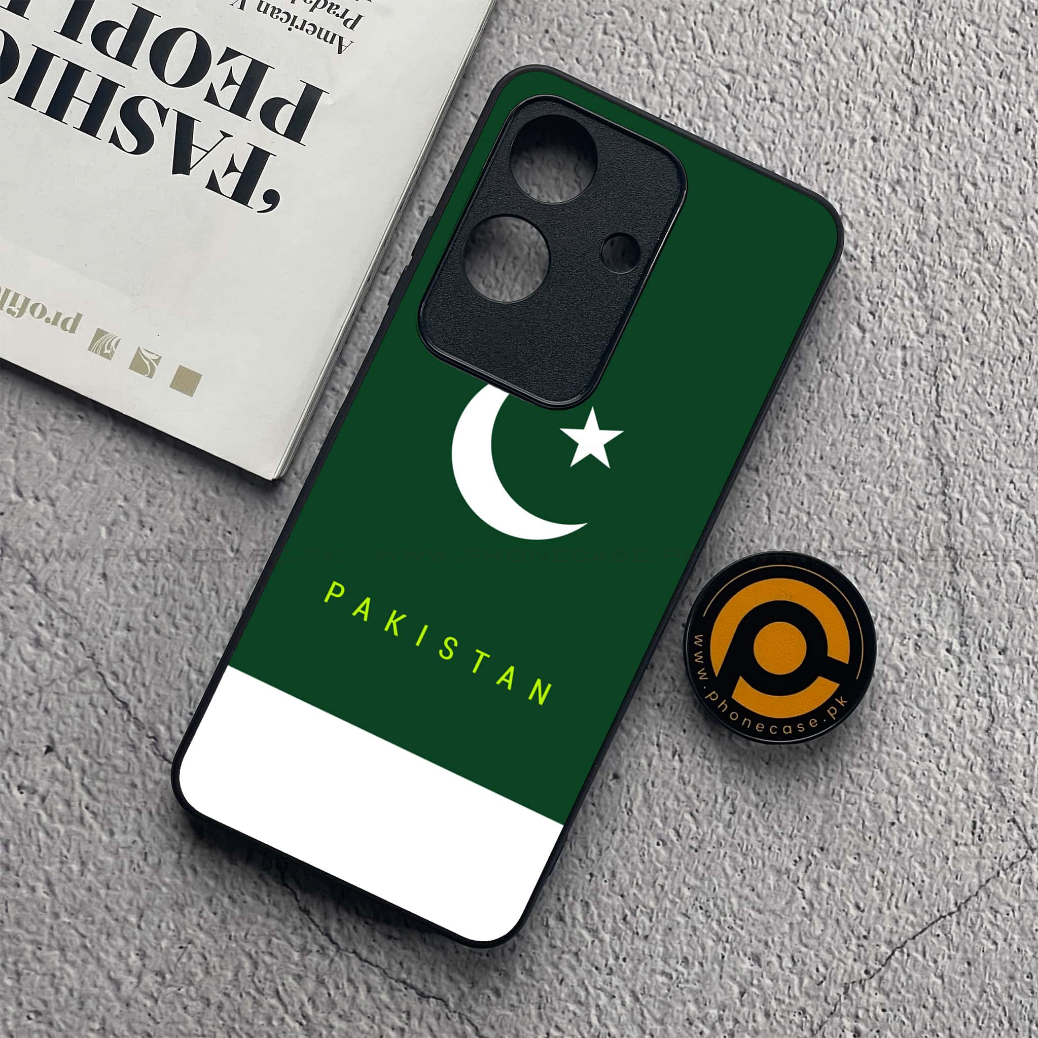 Realme Note 60x - Pakistani Flag Series - Premium Metal  Printed soft Bumper shock Proof Case