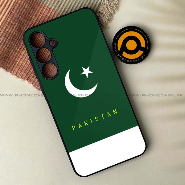 Samsung Galaxy A14 - Pakistani Flag  Design 5 - Premium Printed Glass soft Bumper shock Proof Case CS-34915