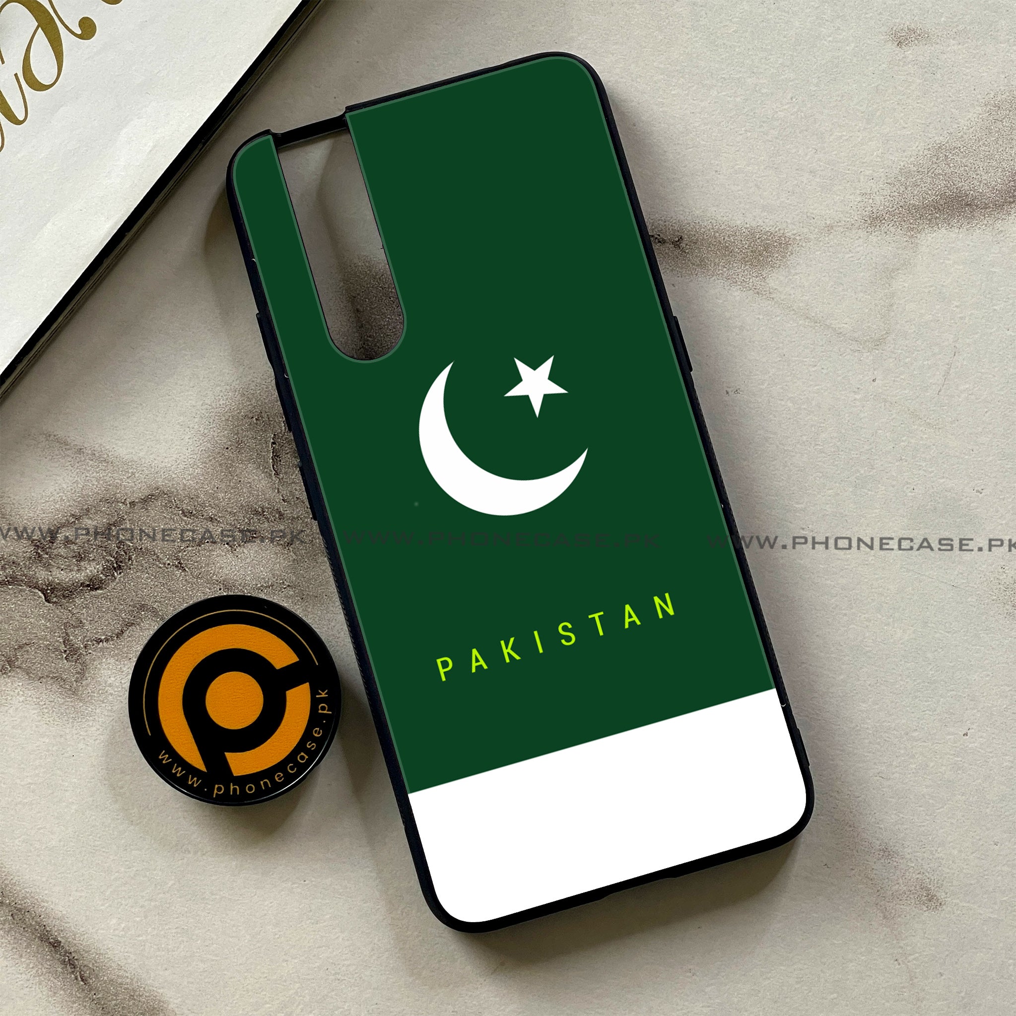 Vivo V15 Pro - Pakistani Flag Series - Premium Printed Glass soft Bumper shock Proof Case