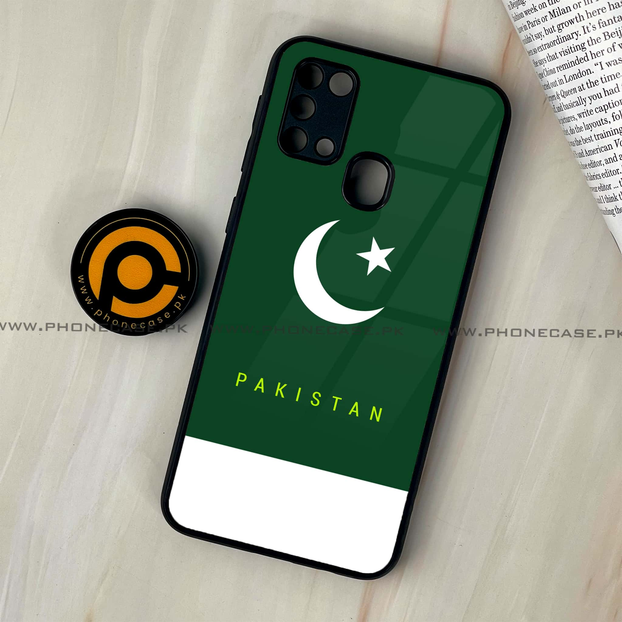 Galaxy M31 - Pakistani Flag Series - Premium Printed Glass soft Bumper shock Proof Case