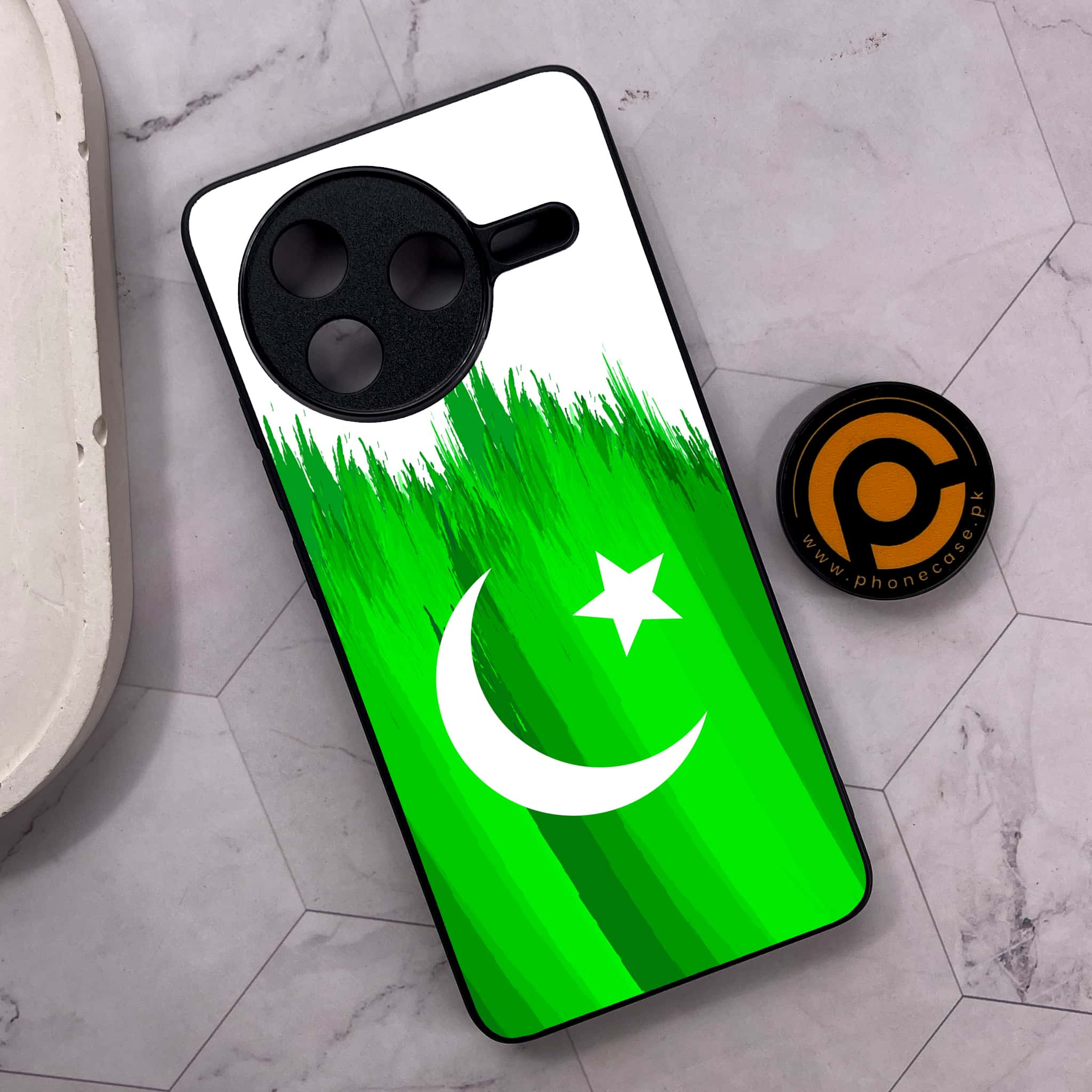 Xiaomi Poco F7 Pro 5G - Pakistani Flag Series - Premium Metal Printed soft Bumper shock Proof Case